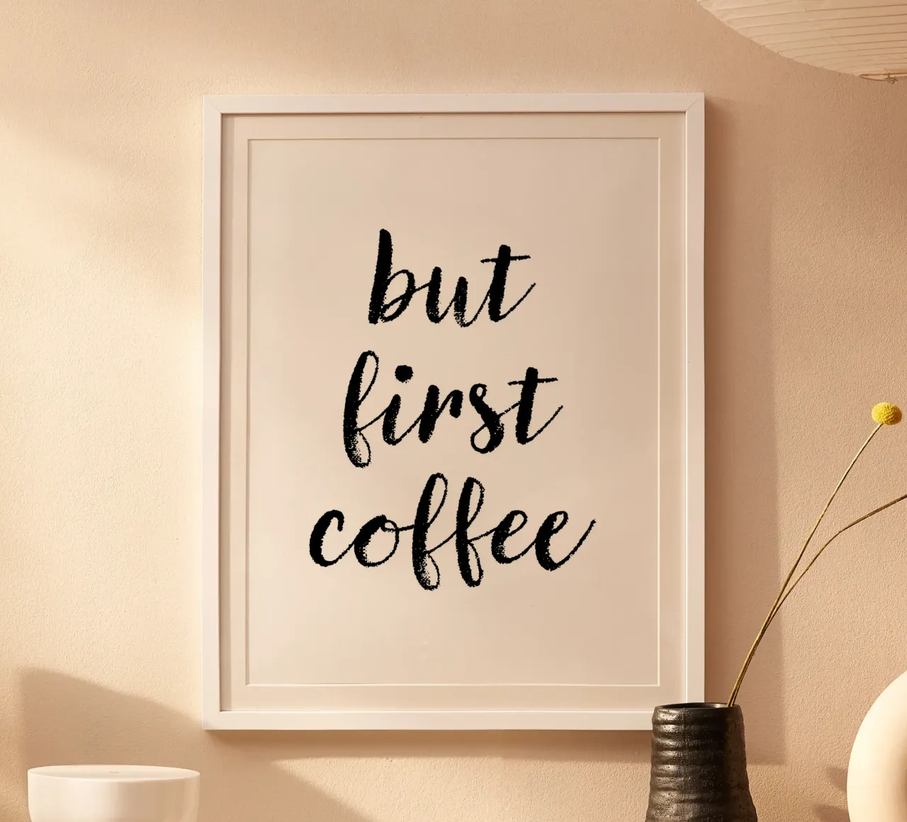 But First Coffee 2 poster con telaio in legno da The Type Club Tokyo