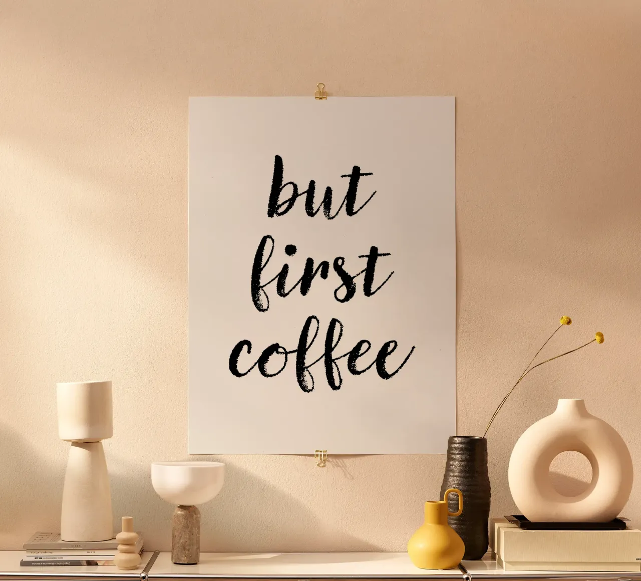 But First Coffee 2 poster con telaio in legno da The Type Club Tokyo