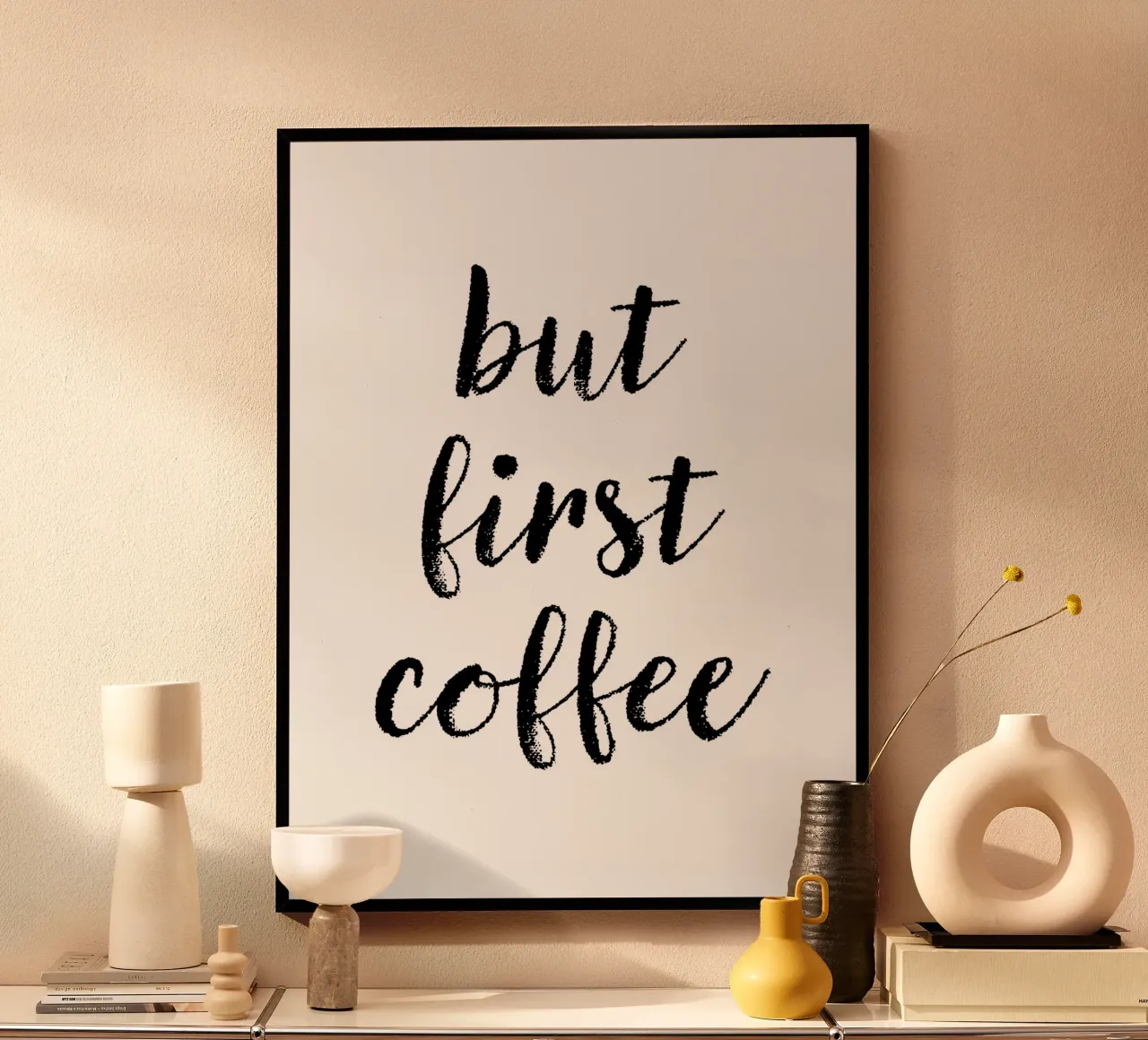 But First Coffee 2 poster con telaio in legno da The Type Club Tokyo