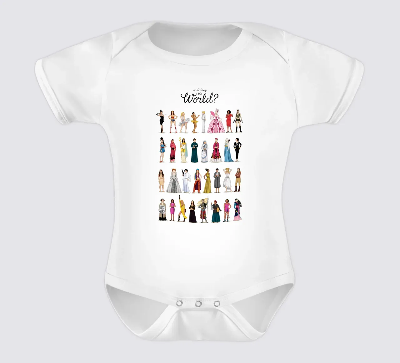 Who Run The World body neonato maniche corte da Nour Tohme