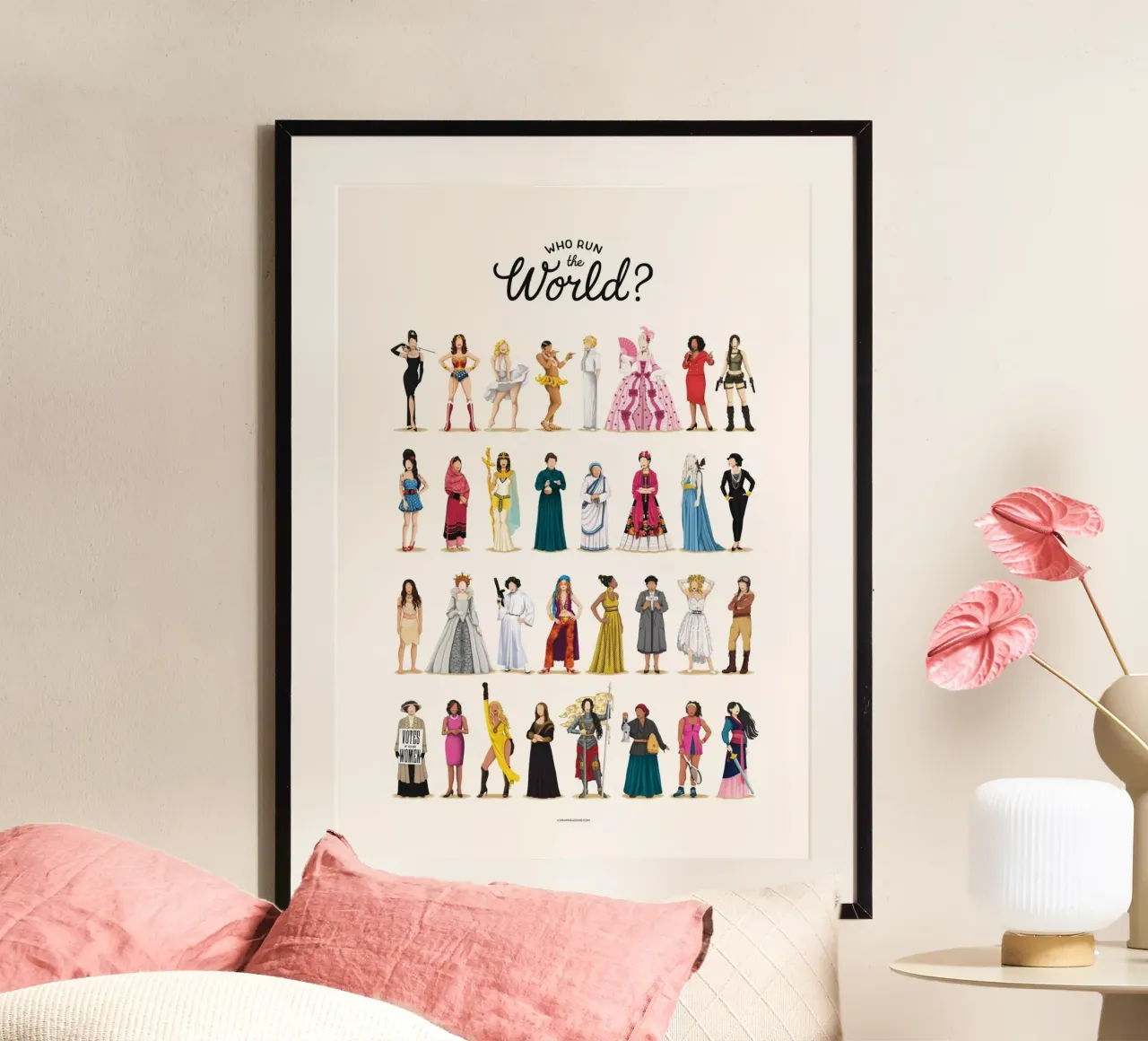 Who Run The World poster avec cadre en aluminium de Nour Tohme