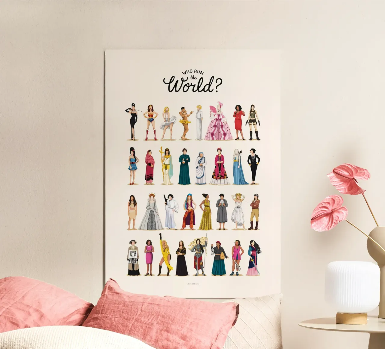 Who Run The World poster avec cadre en aluminium de Nour Tohme