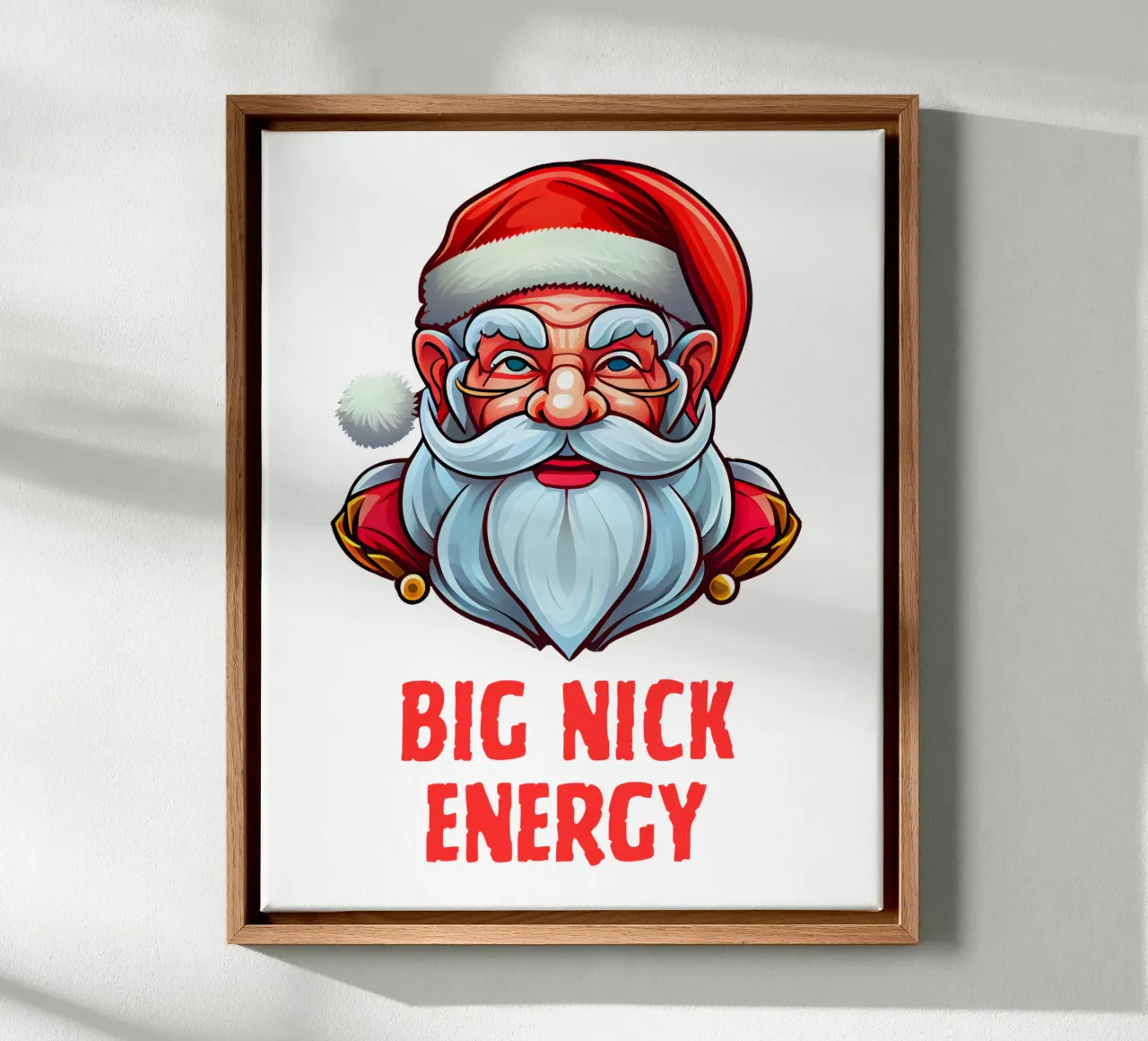 big nick energy santa claus lienzo con Marco flotante de muhidines