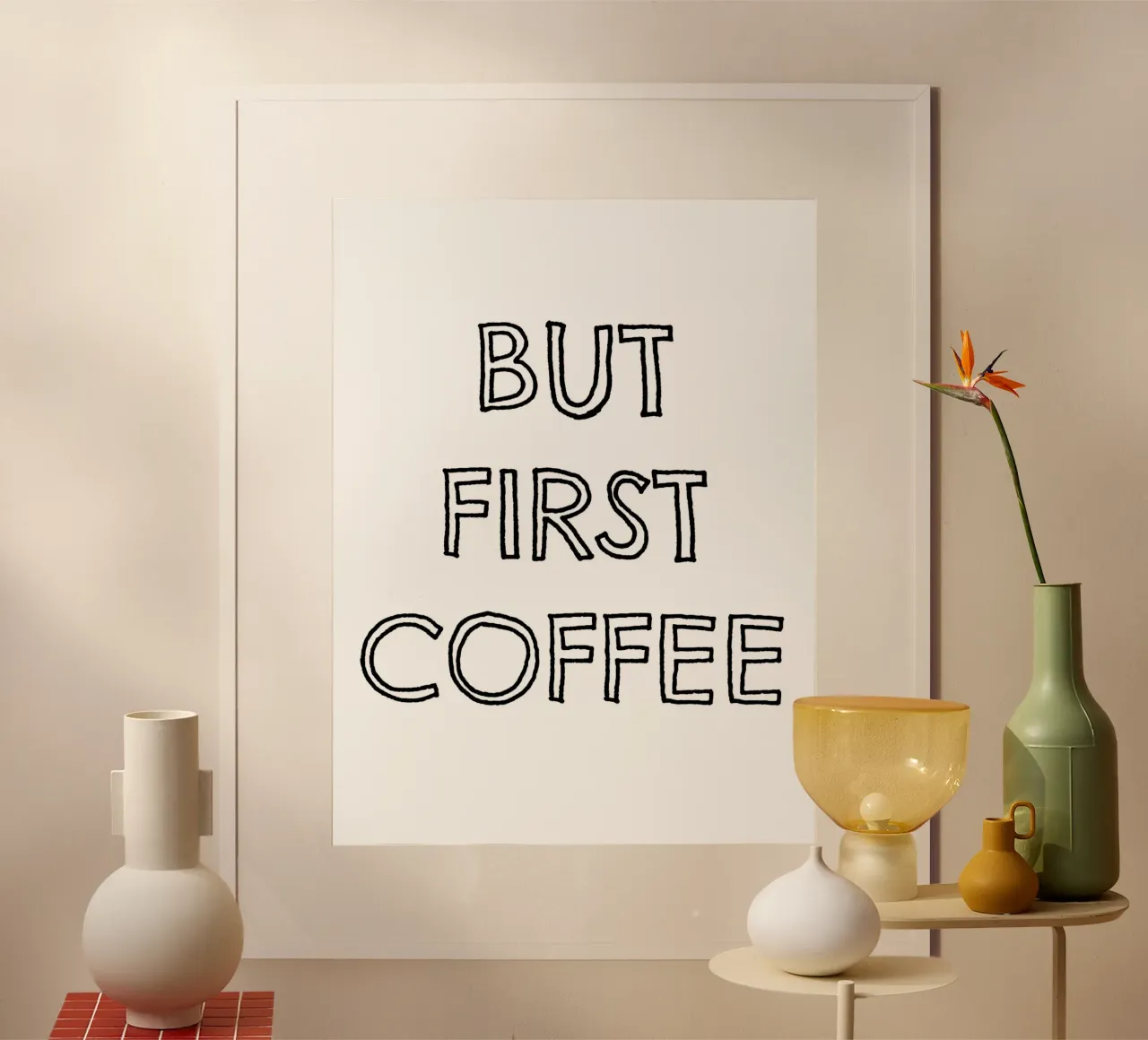 But First Coffee 4 poster con telaio in legno da The Type Club Tokyo