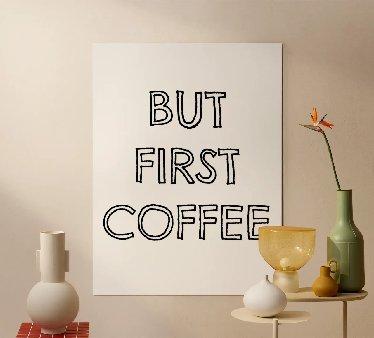 But First Coffee 4 poster con telaio in legno da The Type Club Tokyo