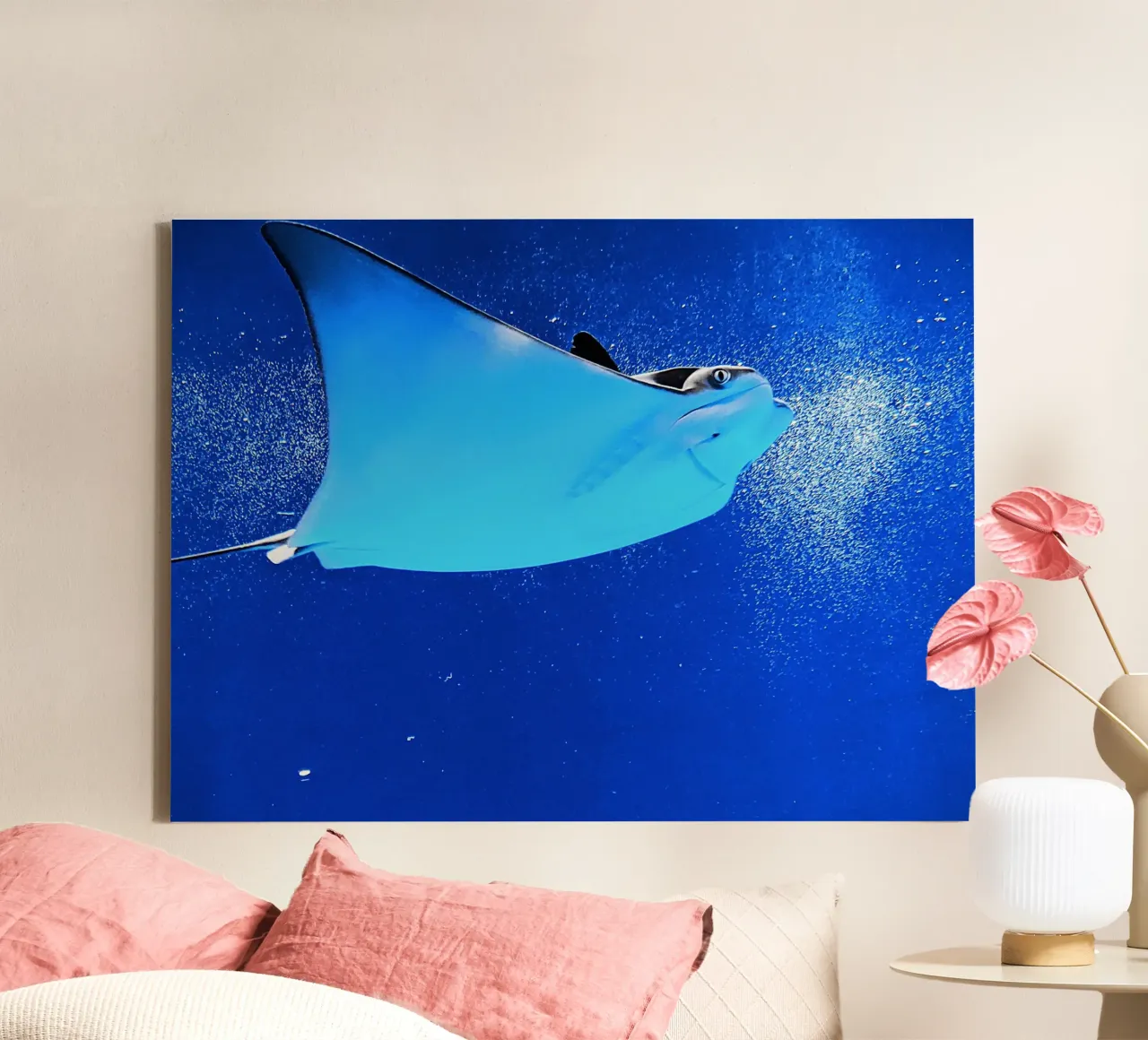 Mantarraya Serenity lienzo con Marco flotante de Nature's Palette