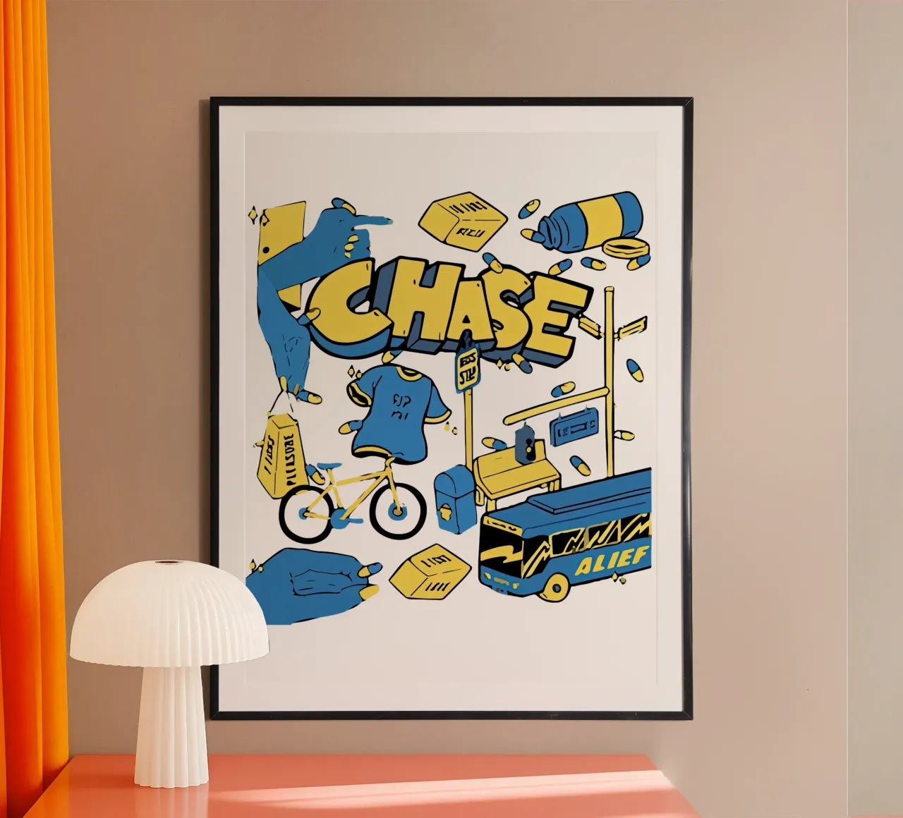 Aaron May Chase Poster mit Aluminium Rahmen von Music Fest
