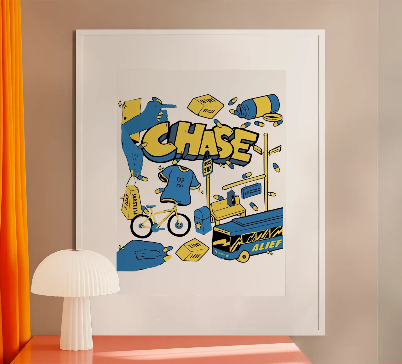 Aaron May Chase Poster mit Aluminium Rahmen von Music Fest