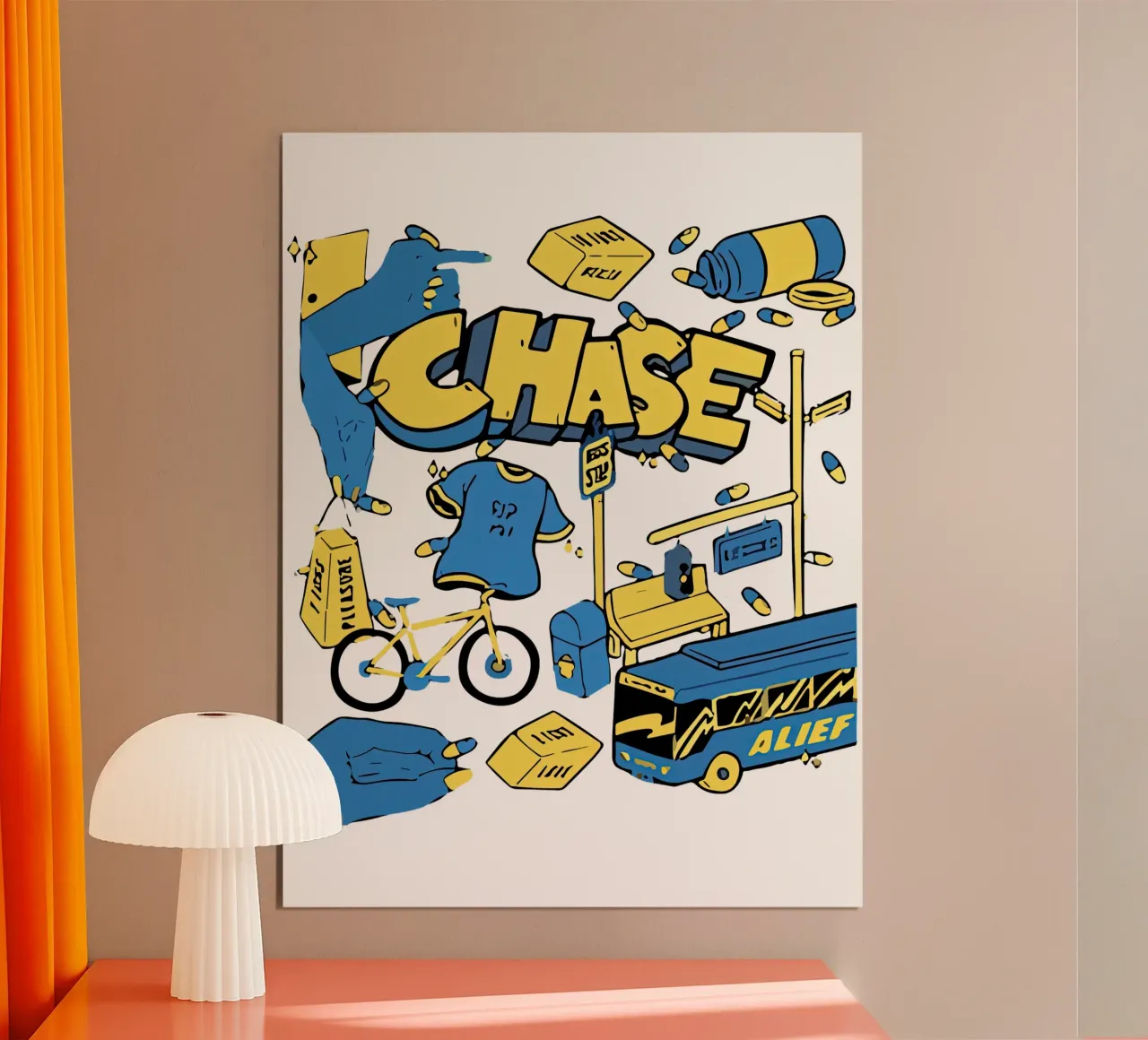 Aaron May Chase Poster mit Aluminium Rahmen von Music Fest