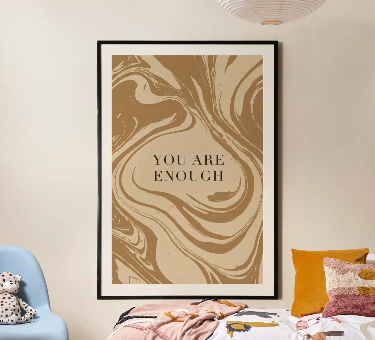 You Are Enough poster con telaio in legno da treechild