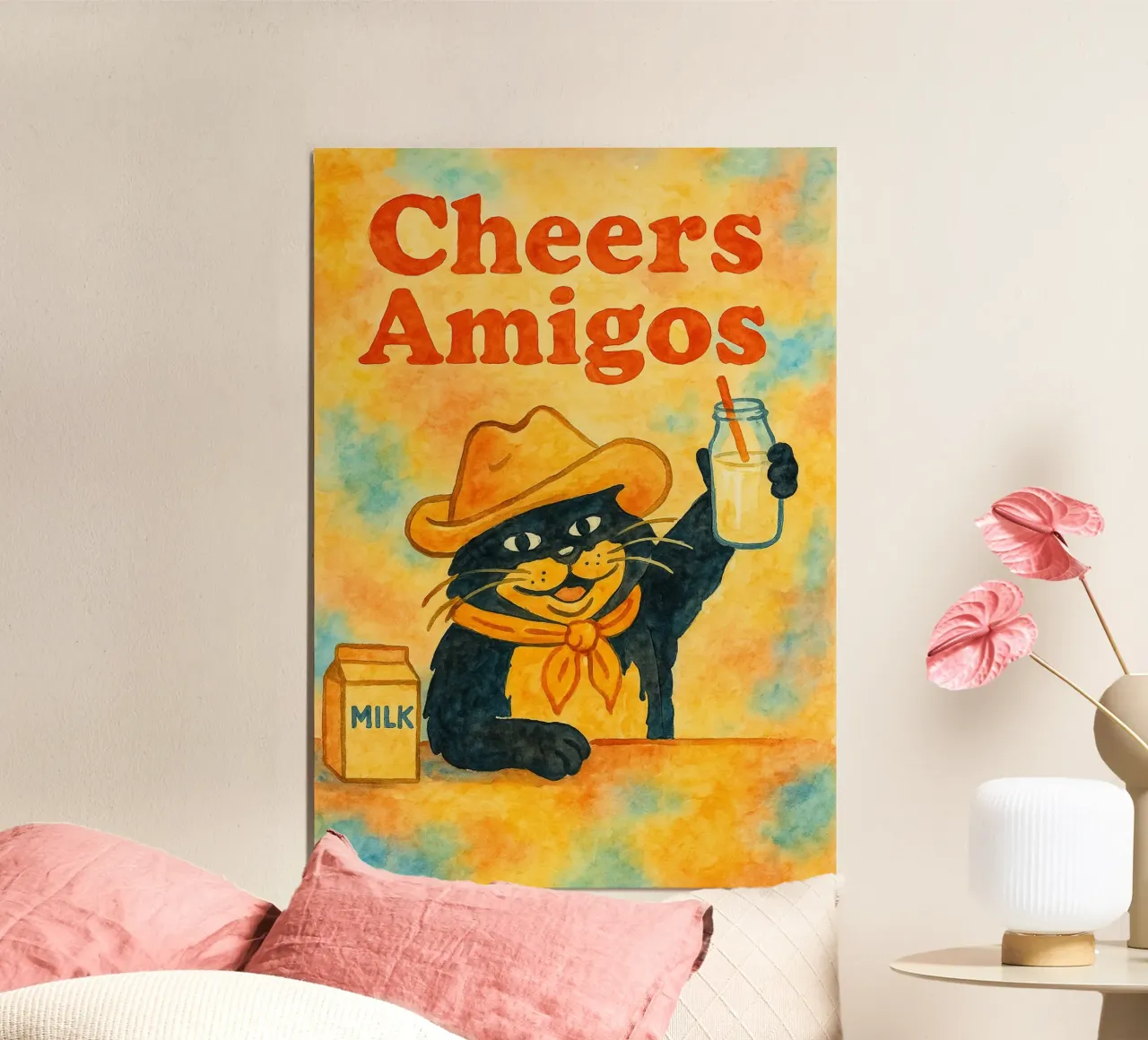saluti amigos poster con telaio in legno da muhidines