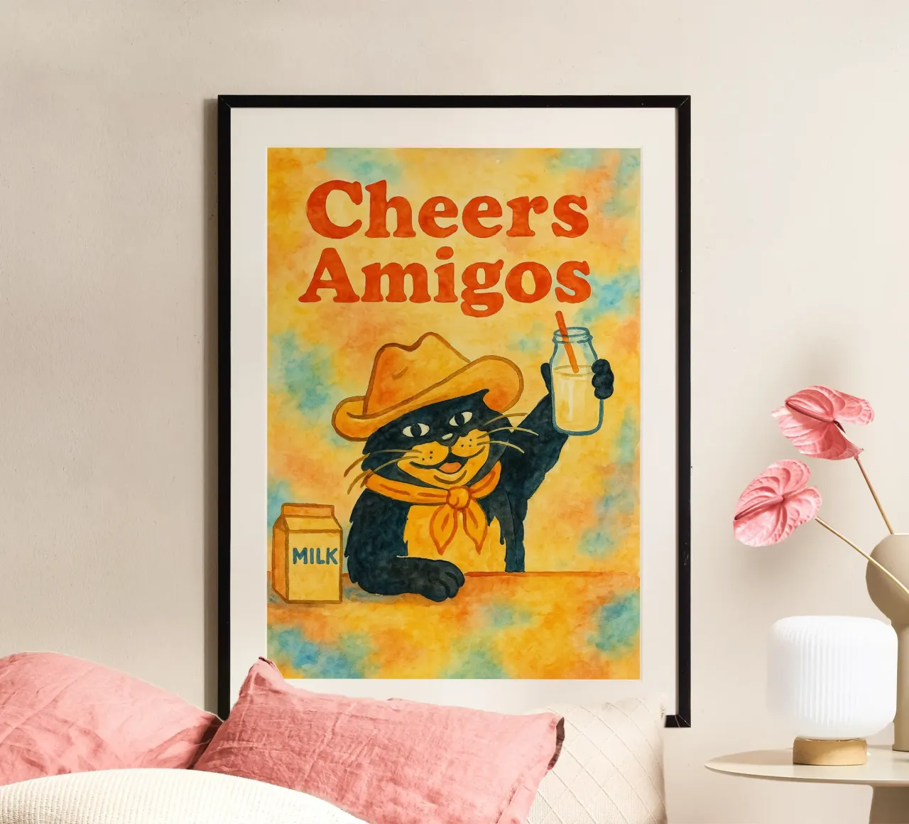 saluti amigos poster con telaio in legno da muhidines