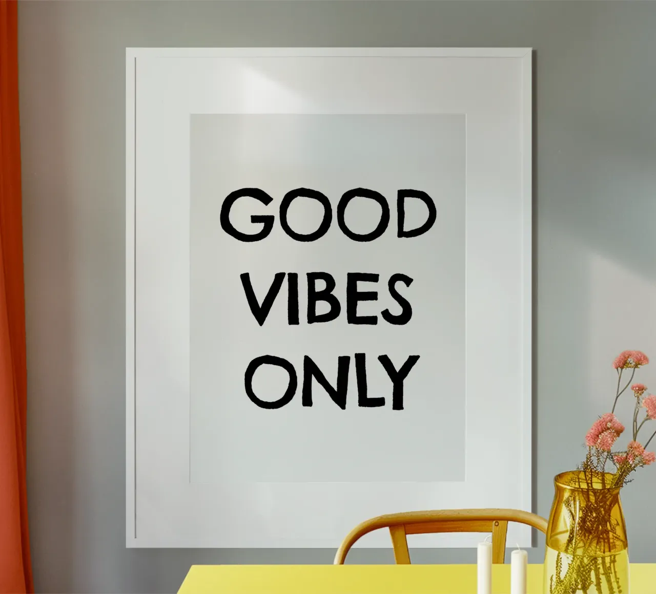 Good Vibes Only 3 poster con telaio in alluminio da The Type Club Tokyo