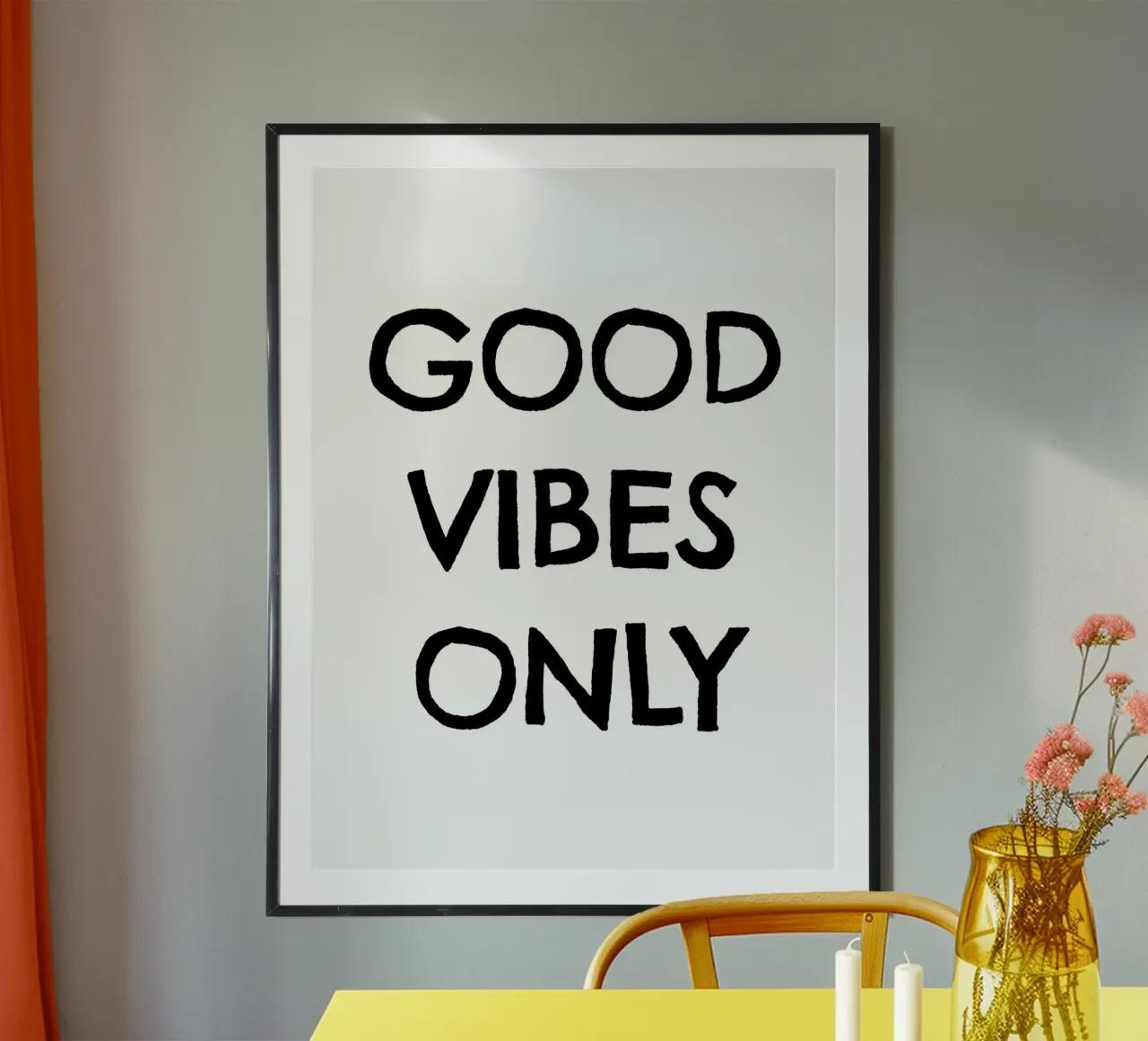 Good Vibes Only 3 poster con telaio in alluminio da The Type Club Tokyo