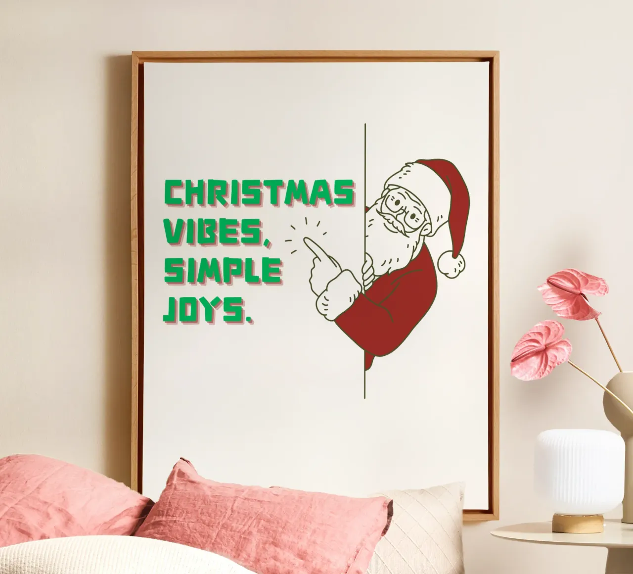 kerstvibes santa joys canvas met Baklijst van muhidines