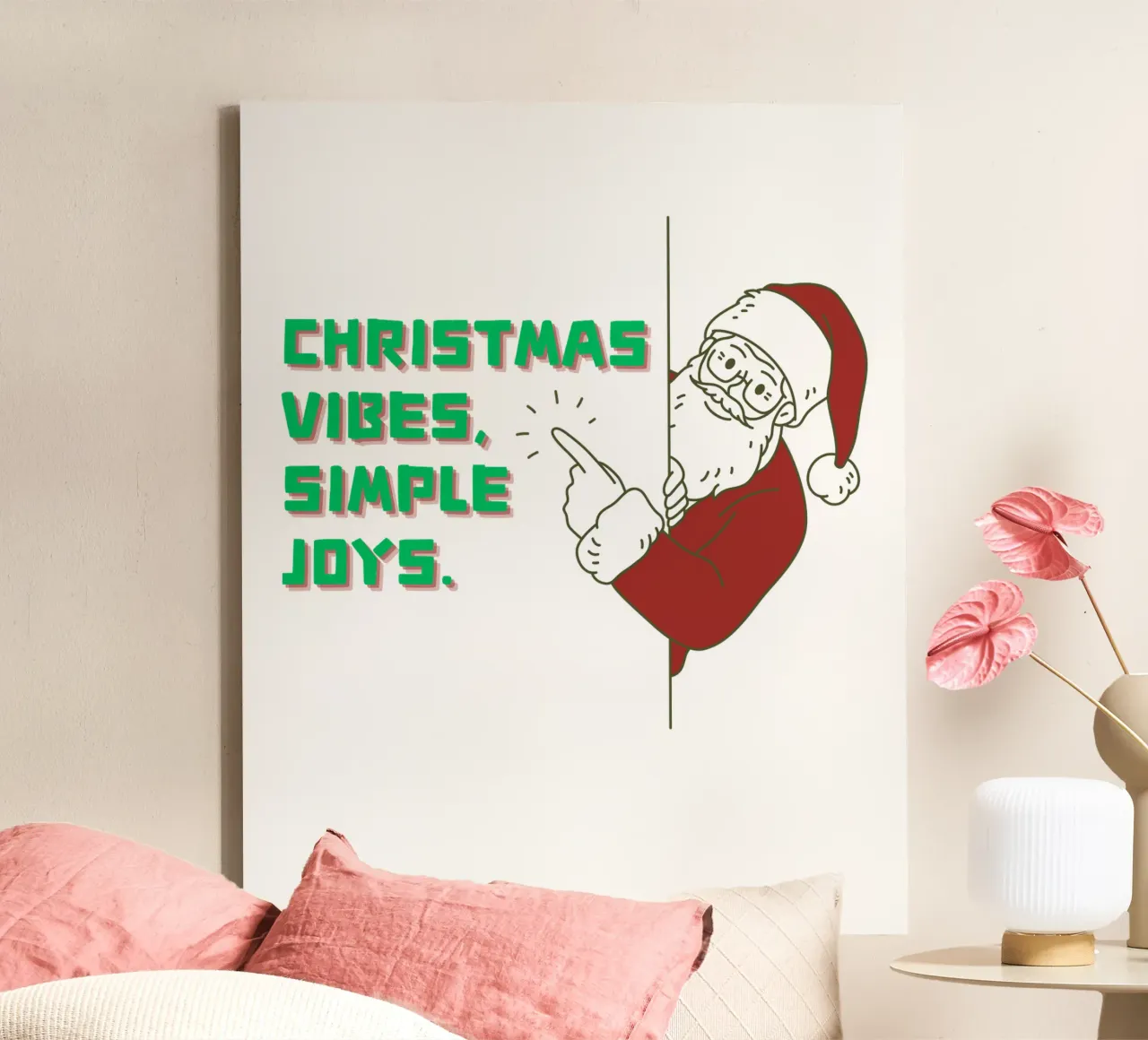 kerstvibes santa joys canvas met Baklijst van muhidines