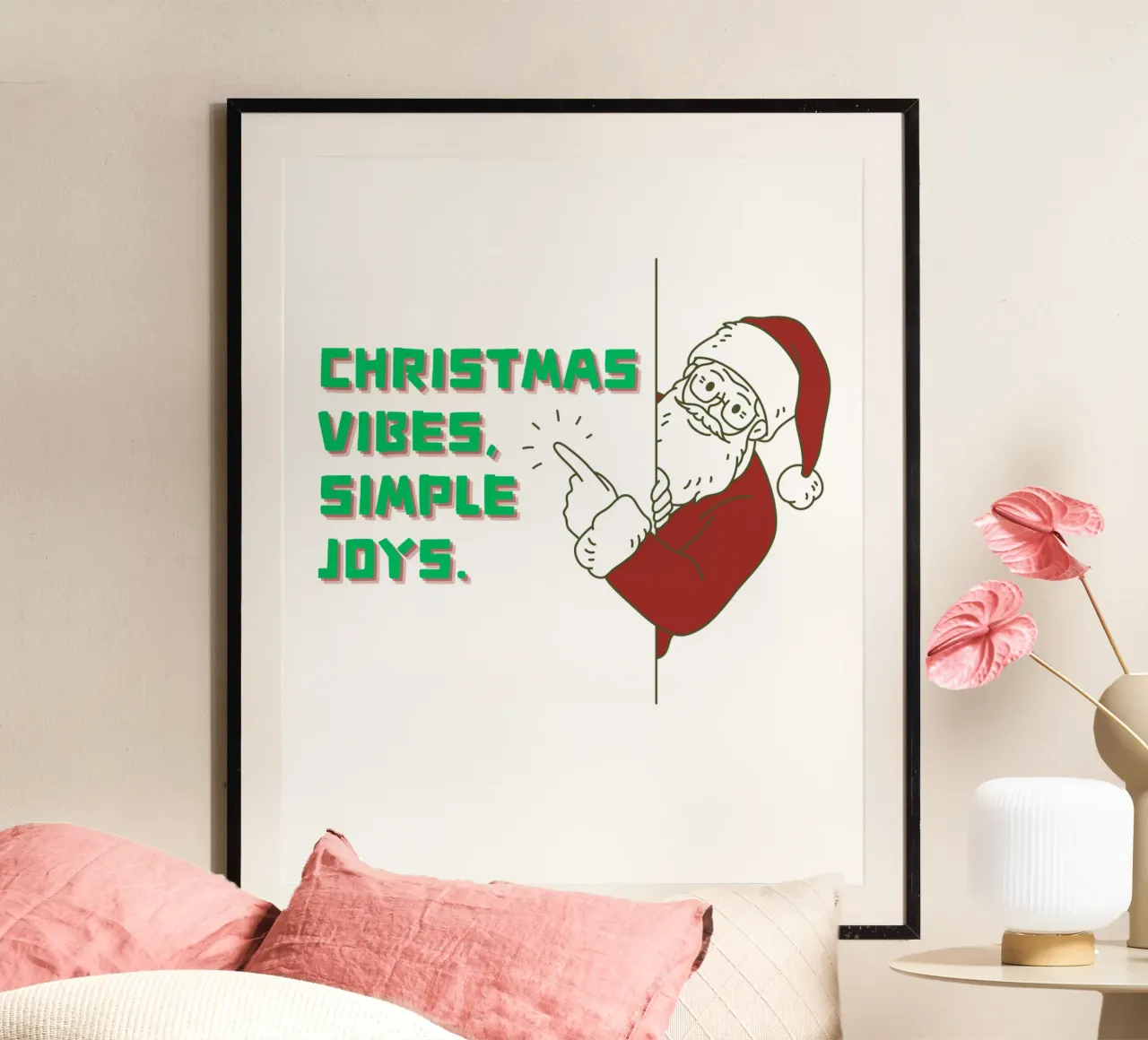 vibrazioni natalizie gioie di Babbo Natale poster con telaio in alluminio da muhidines