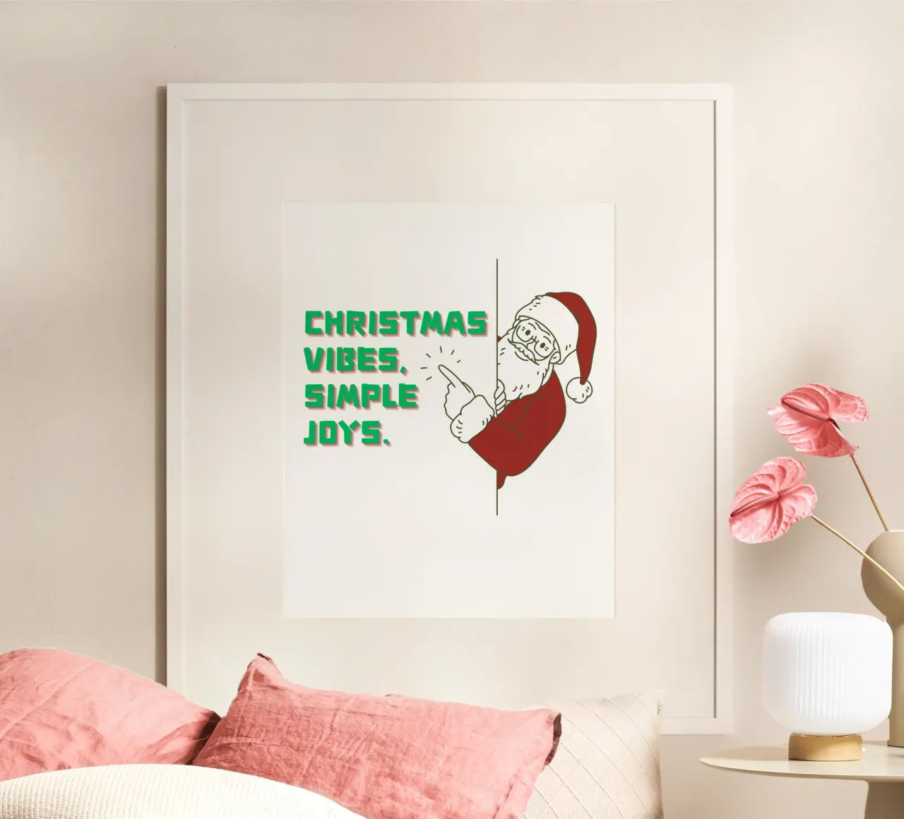 vibrazioni natalizie gioie di Babbo Natale poster con telaio in alluminio da muhidines