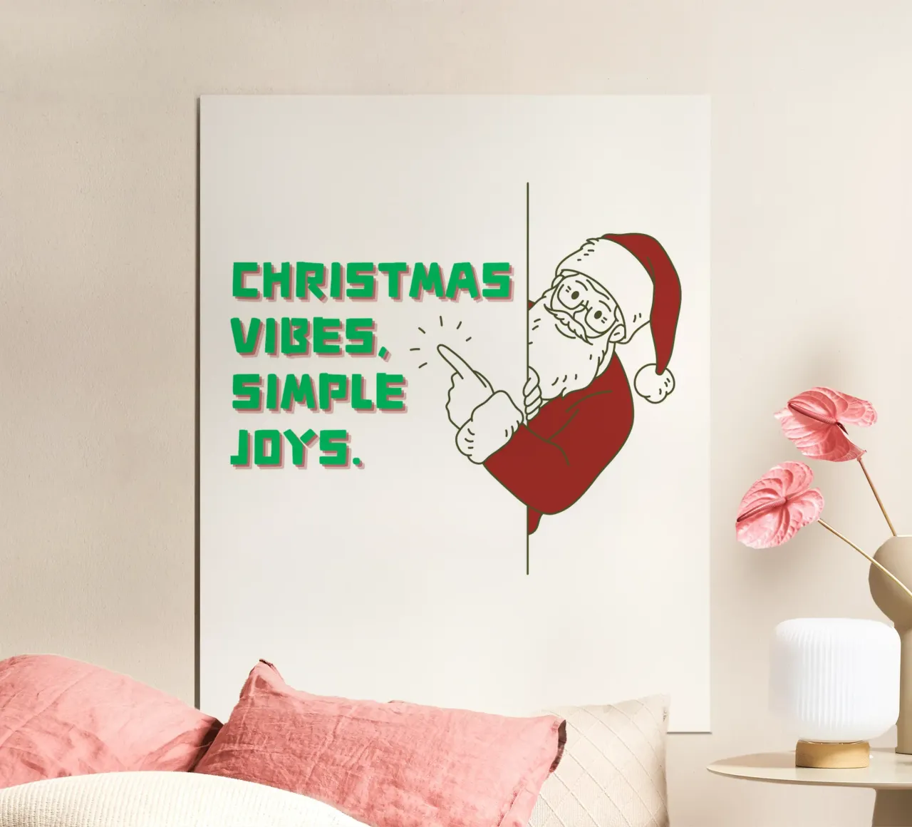 vibrazioni natalizie gioie di Babbo Natale poster con telaio in alluminio da muhidines