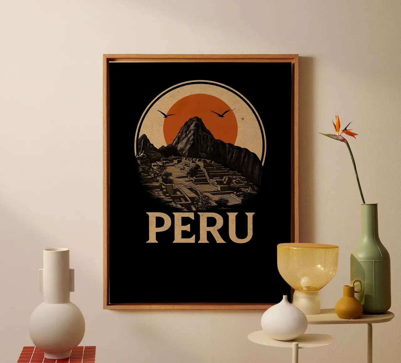 Peru Machu Picchu reisposter canvas met Baklijst van 🥝 KIWI STORE