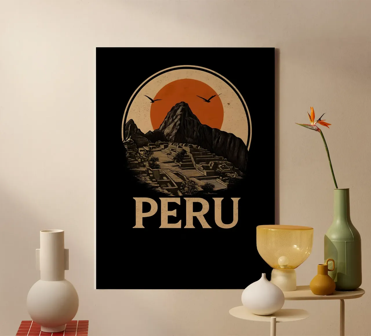 Peru Machu Picchu reisposter canvas met Baklijst van 🥝 KIWI STORE