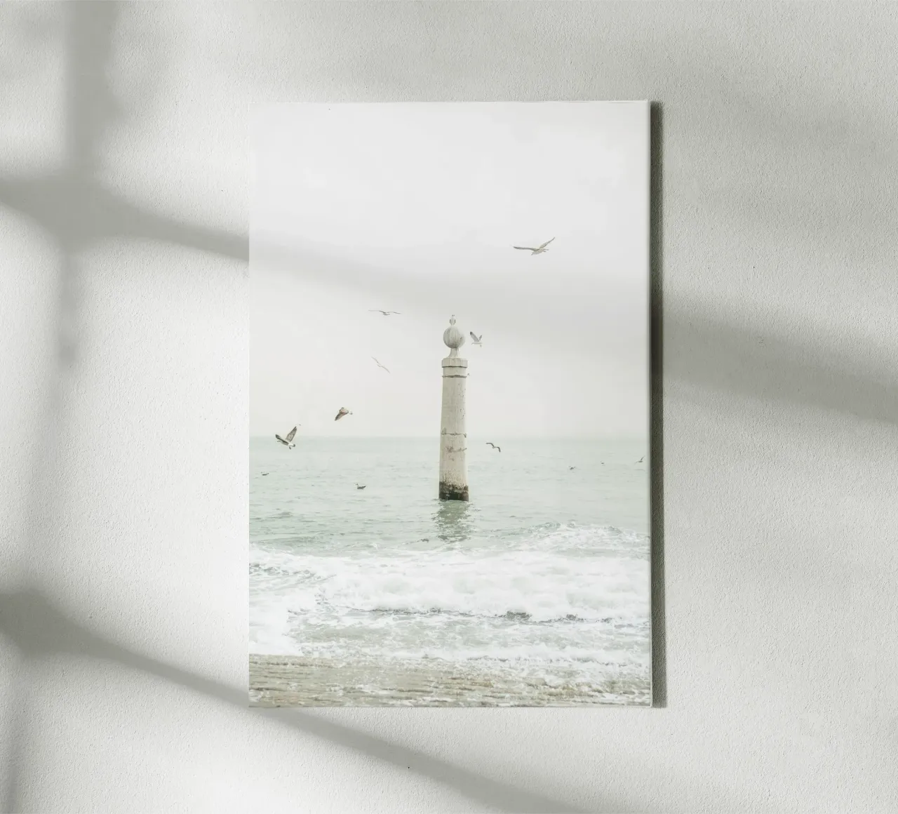 Cais das Colunas in Lisbon Portugal - Minimalist coastal canvas with Floater frame by patiphotography