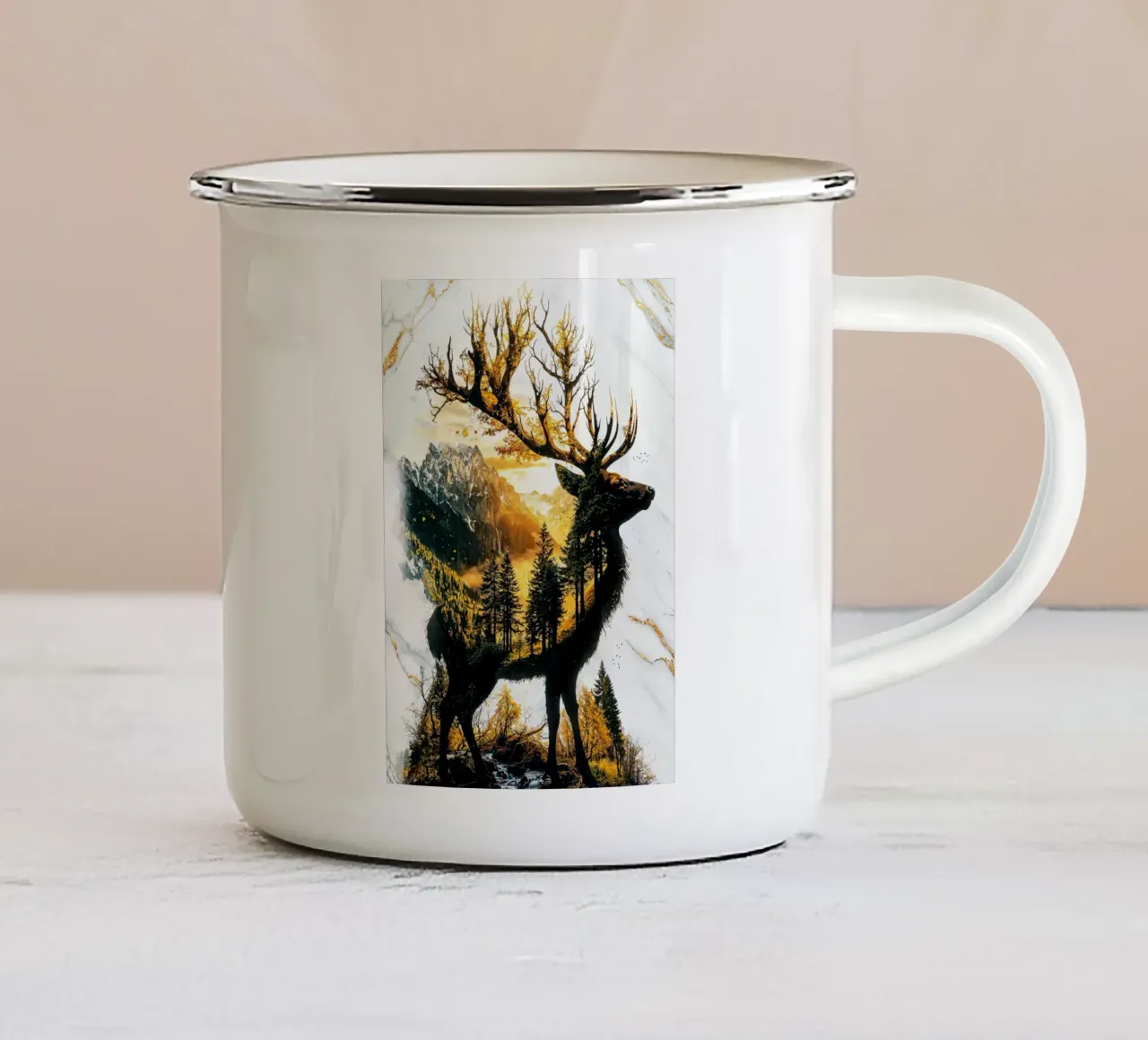 Verdant Monarch of the Golden Grove tazza in smalto da Pixaverse