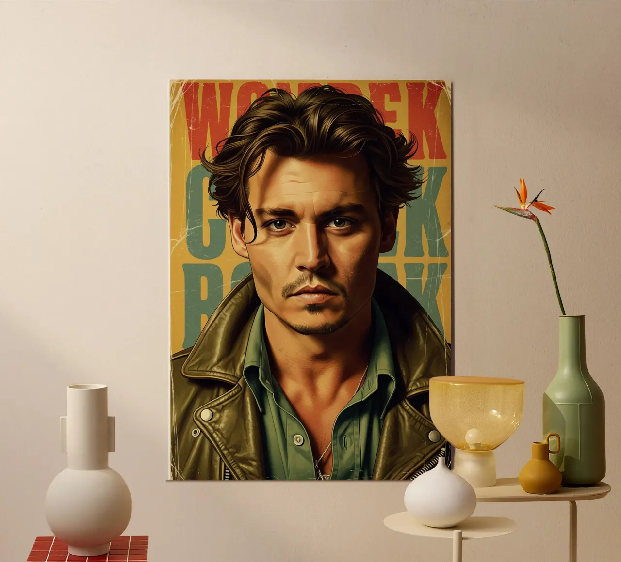 Johnny Depp vintage poster con telaio in alluminio da Lembayung art