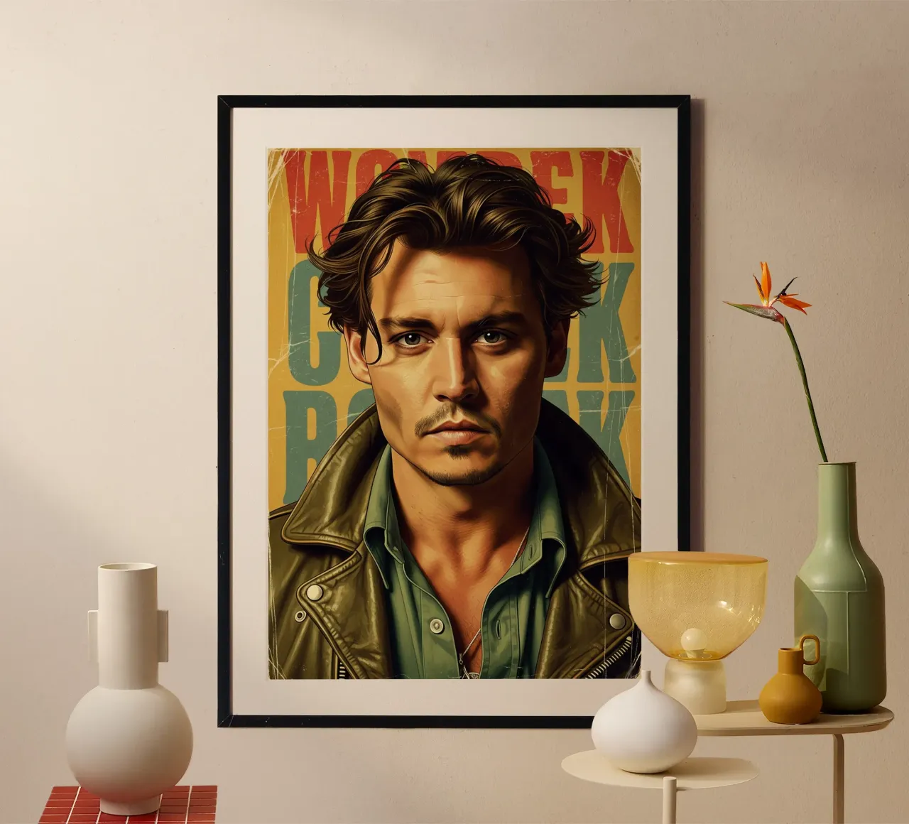 Johnny Depp vintage poster con telaio in alluminio da Lembayung art