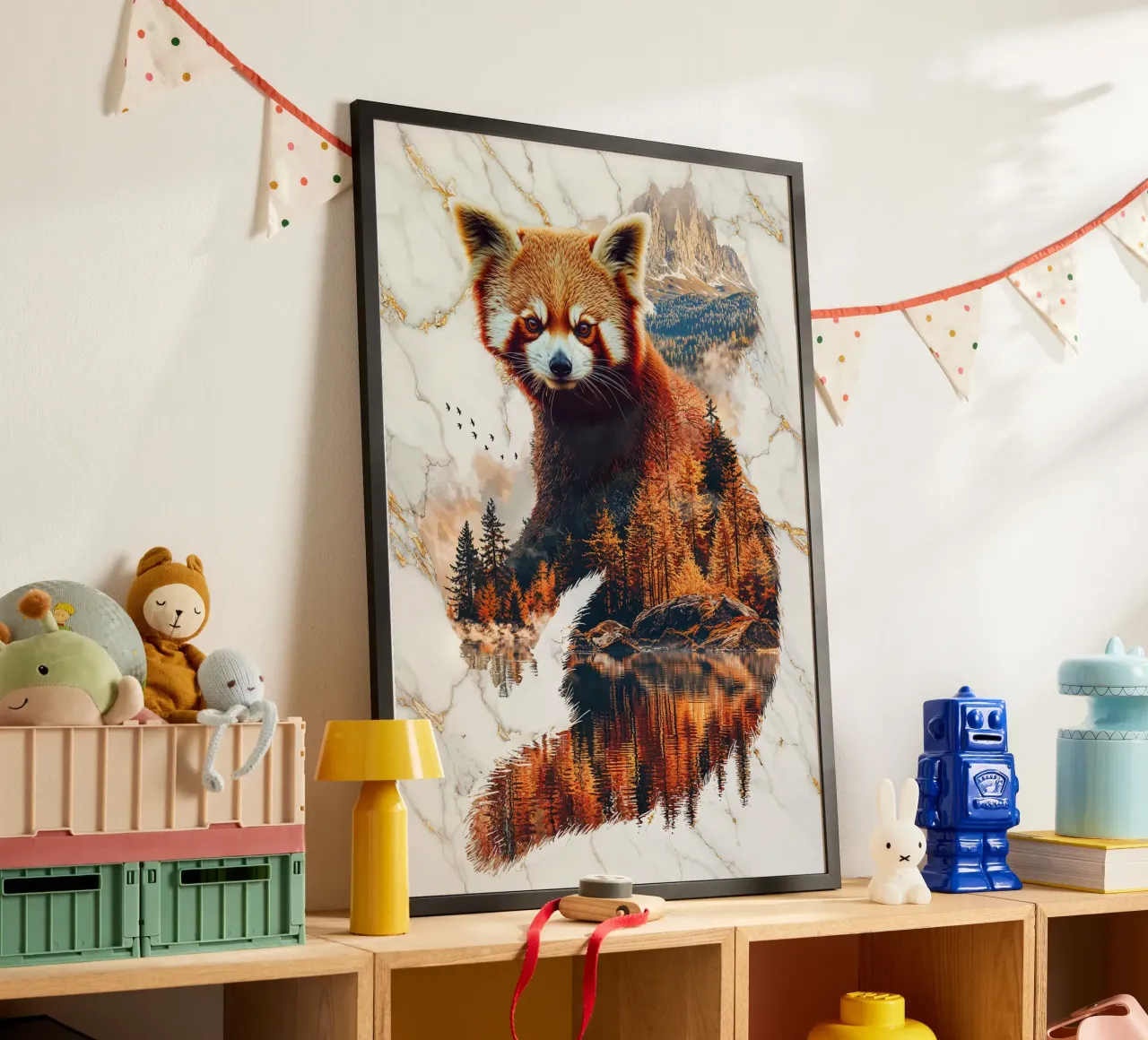 Cunning Spirit of the Amber Forest poster con telaio in legno da Pixaverse