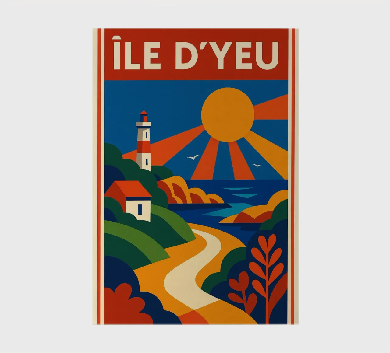 ÎLE D'YEU - Setting sun on the cliffs notebook by JETLAG | affiches voyage