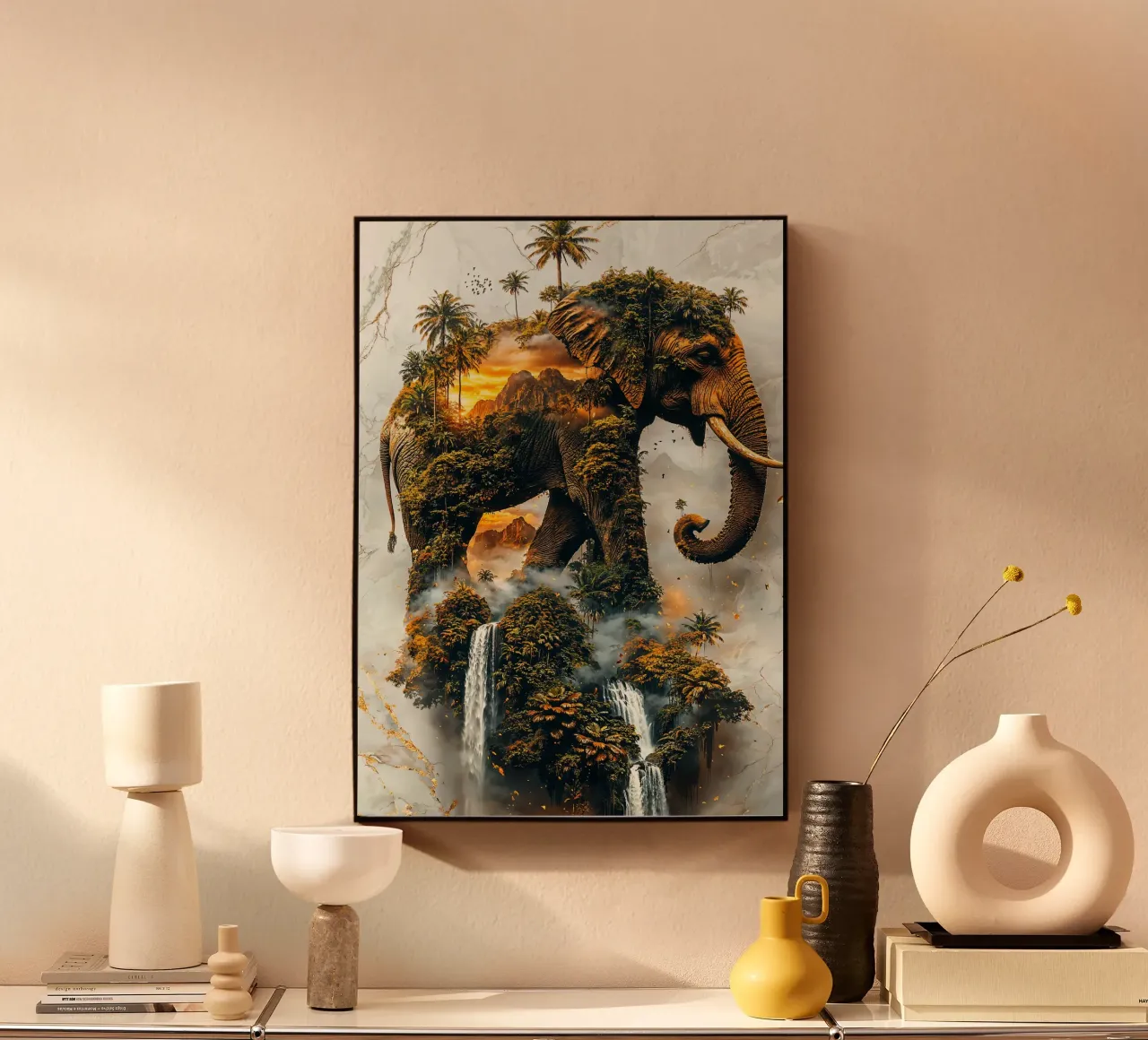 Elephant's Sacred Domain alu-dibond by Pixaverse