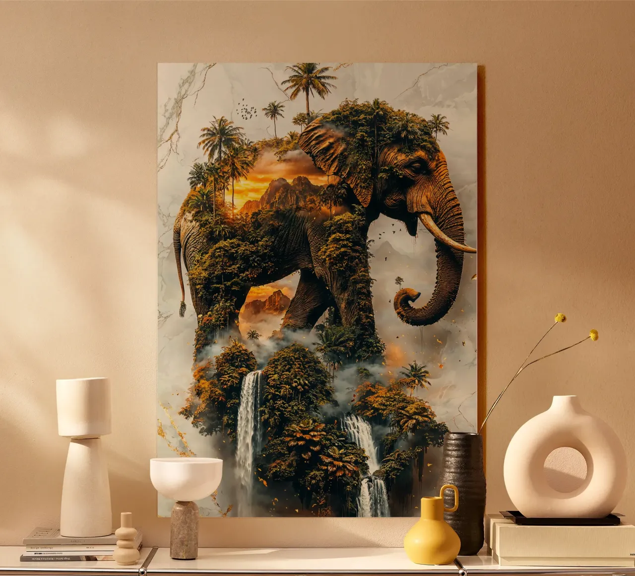 Elephant's Sacred Domain alu-dibond by Pixaverse