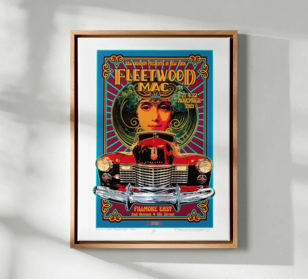 Konzertband Fillmore East Fleetwood Mac Leinwand mit Schattenfugenrahmen von mbapesartur
