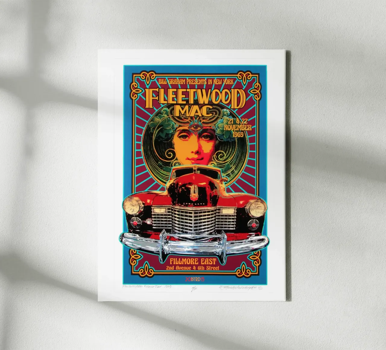 Konzertband Fillmore East Fleetwood Mac Leinwand mit Schattenfugenrahmen von mbapesartur