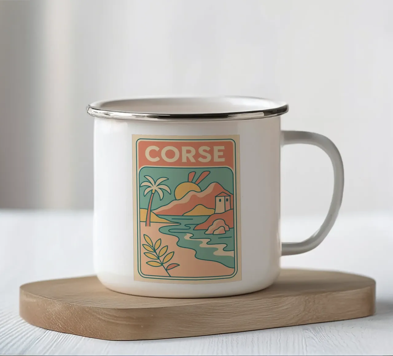 CORSICA - L'isola della bellezza in tenui colori pastello tazza in smalto da JETLAG | affiches voyage