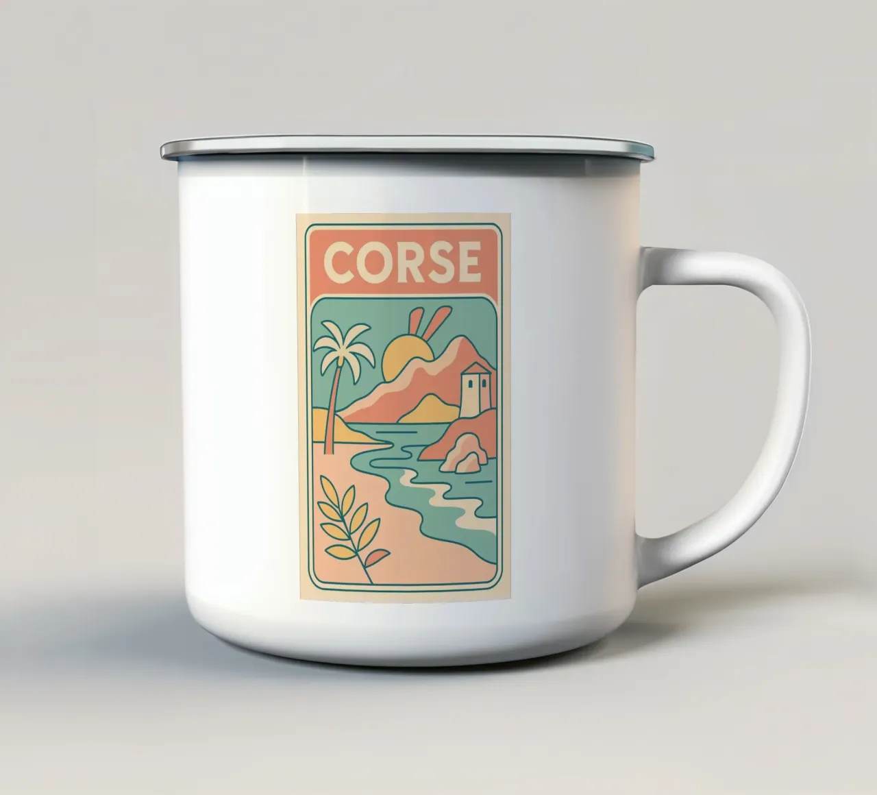 CORSICA - L'isola della bellezza in tenui colori pastello tazza in smalto da JETLAG | affiches voyage