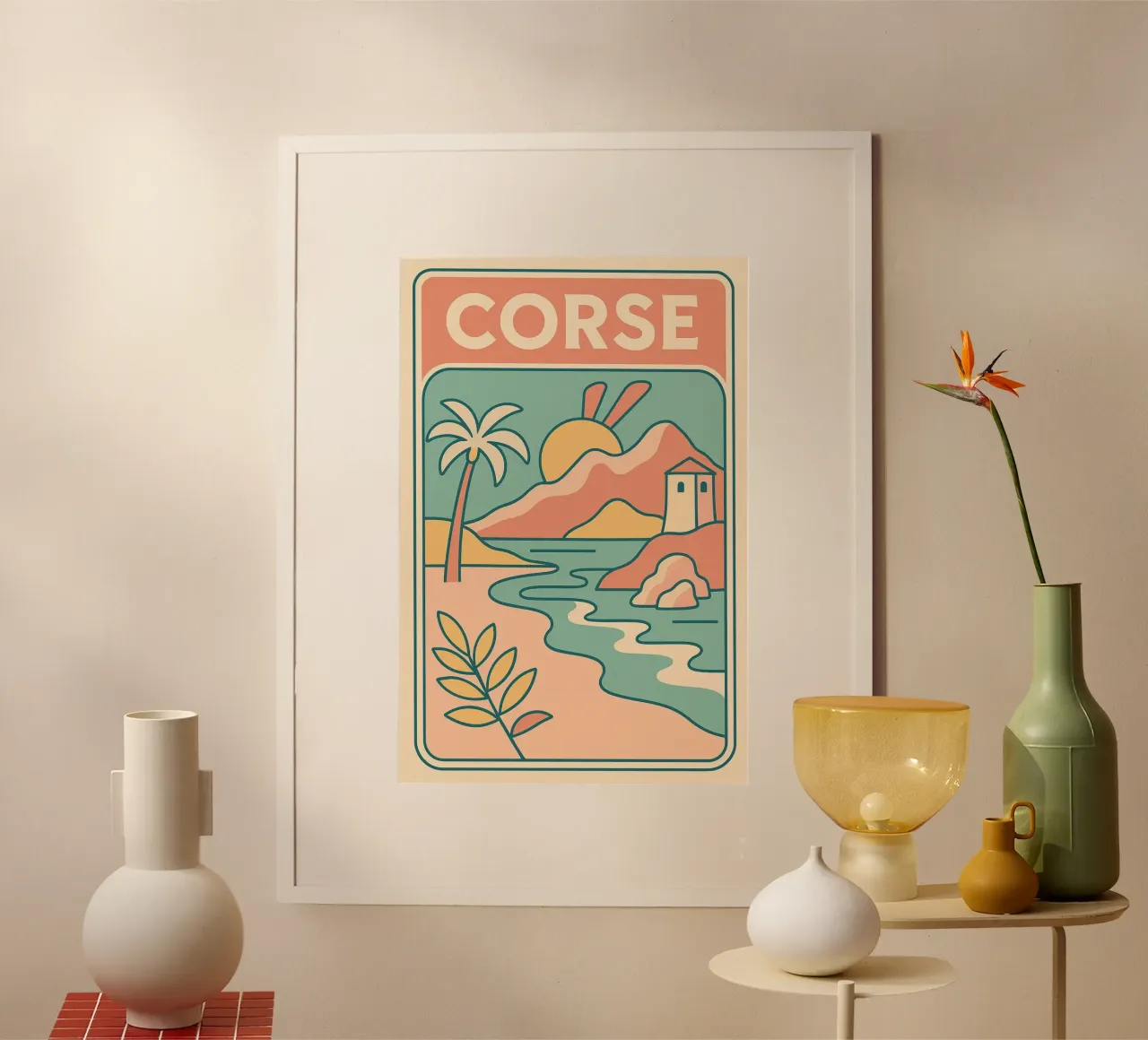 CORSICA - L'isola della bellezza in tenui colori pastello poster da JETLAG | affiches voyage