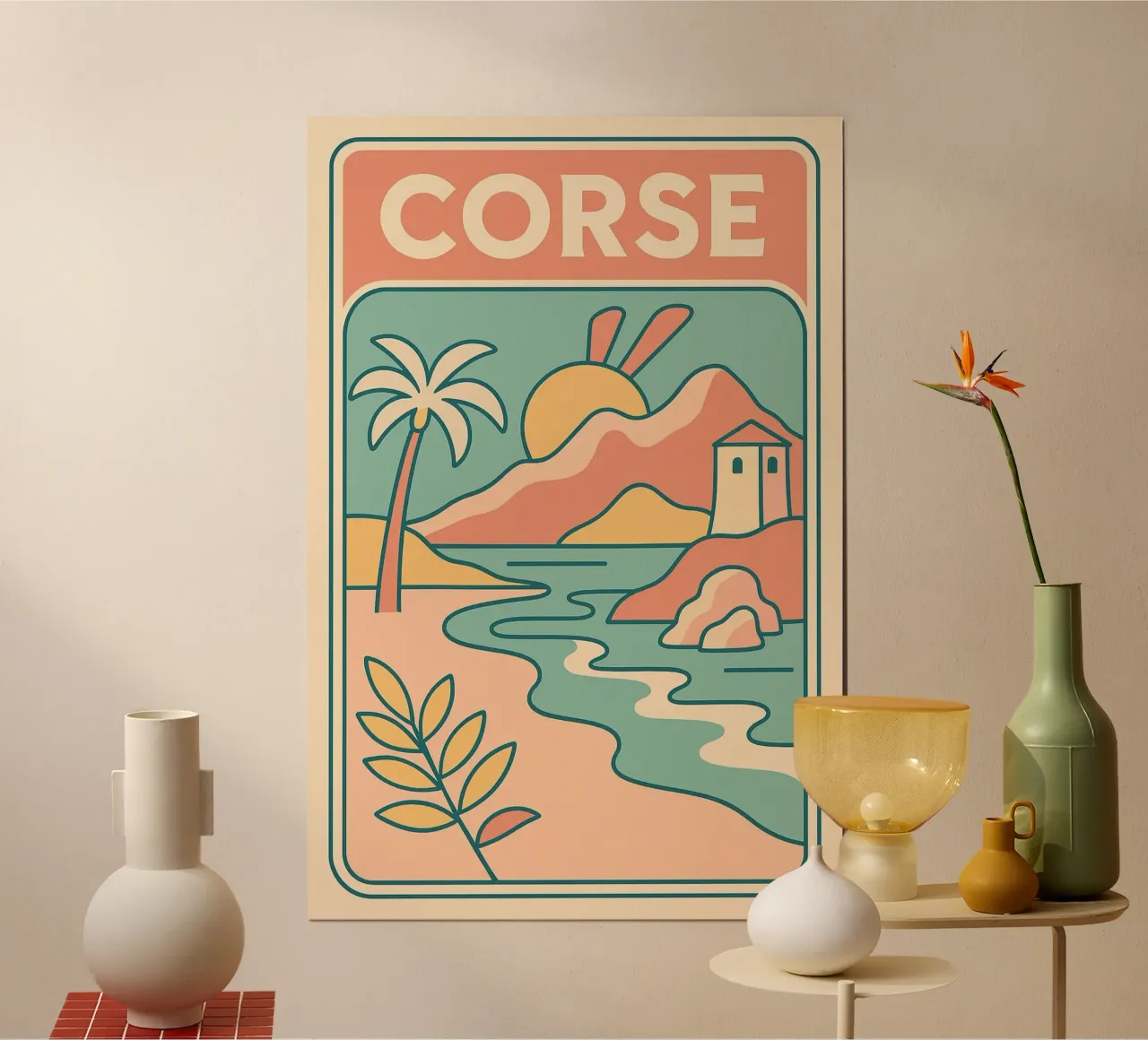 CORSICA - L'isola della bellezza in tenui colori pastello poster da JETLAG | affiches voyage