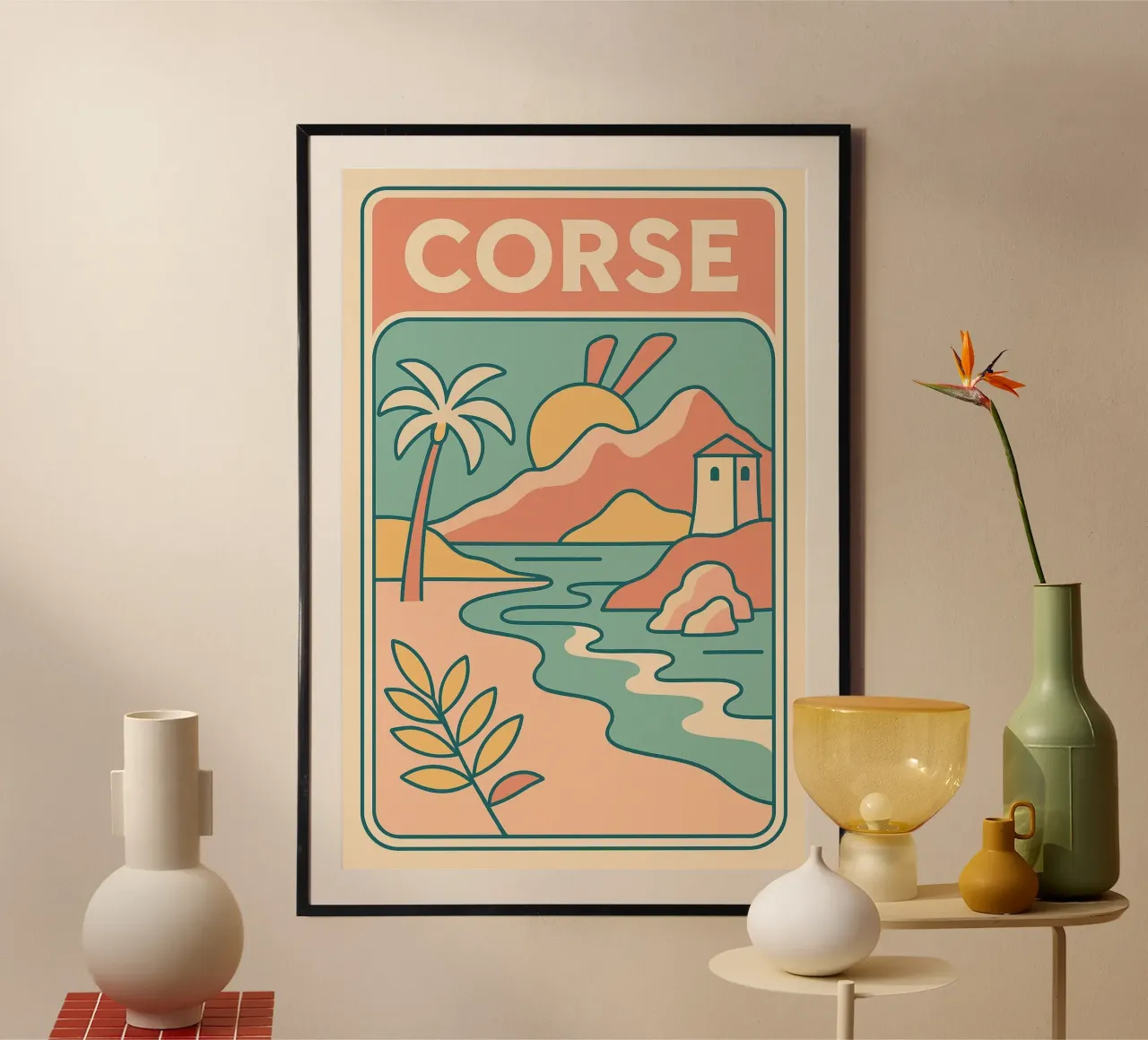CORSICA - L'isola della bellezza in tenui colori pastello poster da JETLAG | affiches voyage