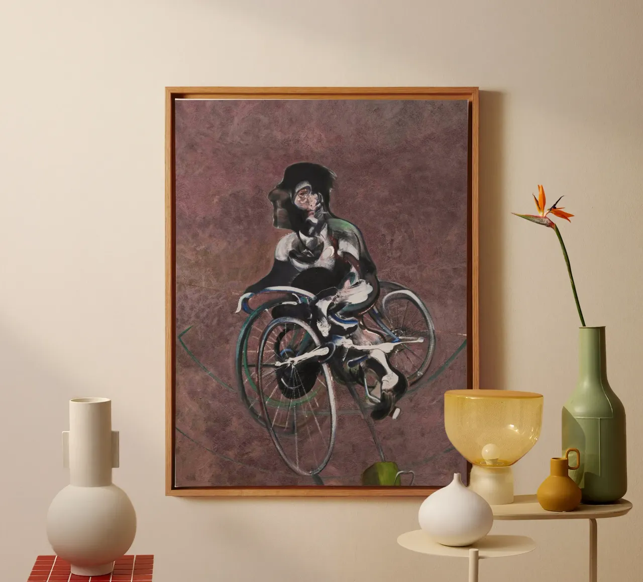 Portriat of George Dyer Riding a Bicycle master canvas with Floater frame by Collins Shop