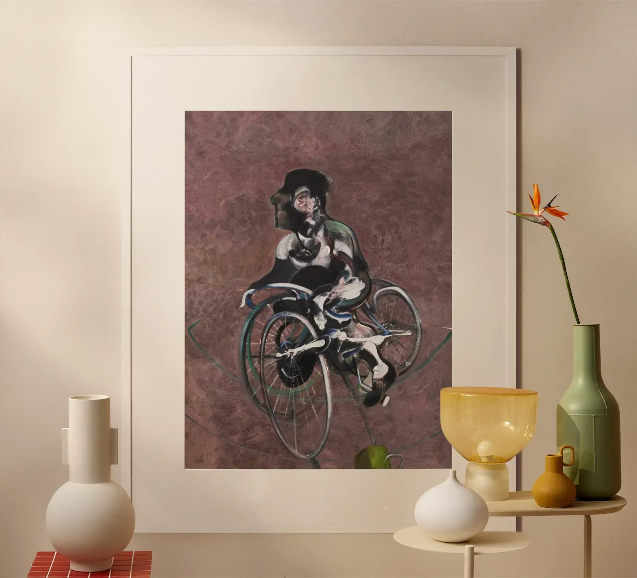 Ritratto di George Dyer in sella ad una bicicletta master poster da Collins Shop
