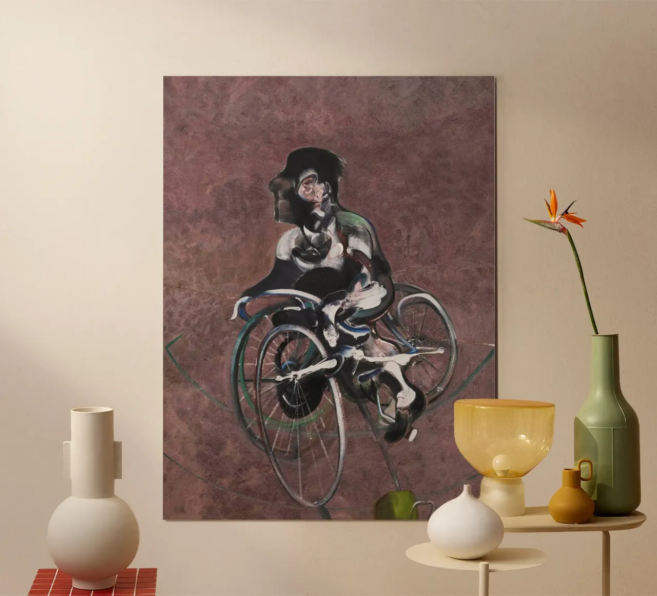 Ritratto di George Dyer in sella ad una bicicletta master poster da Collins Shop