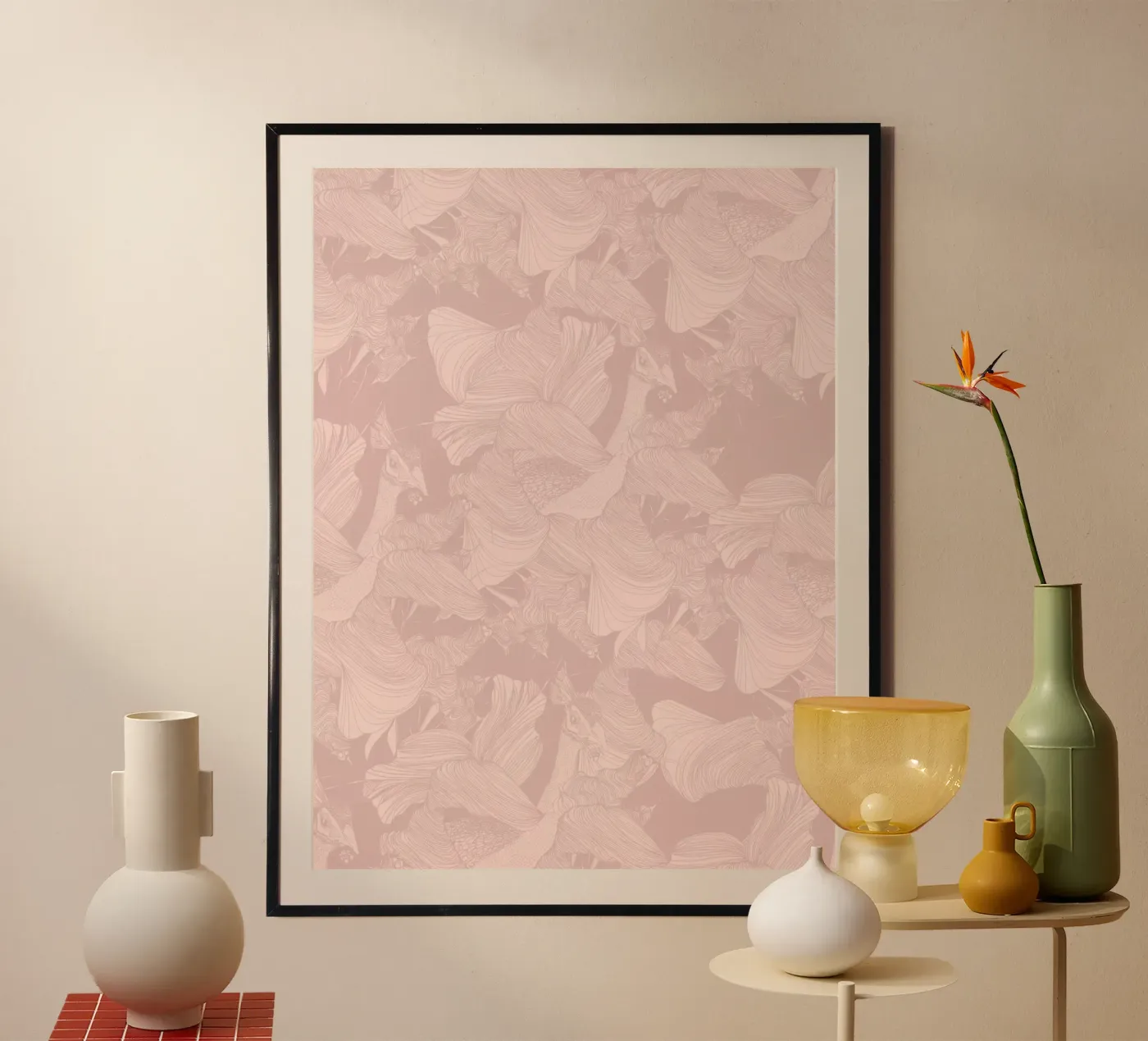 pavoni pink poster by Giulio Iurissevich