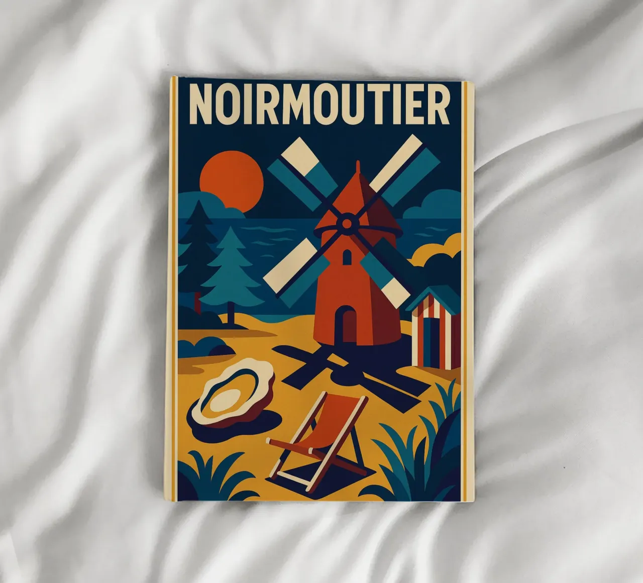 NOIRMOUTIER - Retro charm between mill and ocean notebook by JETLAG | affiches voyage