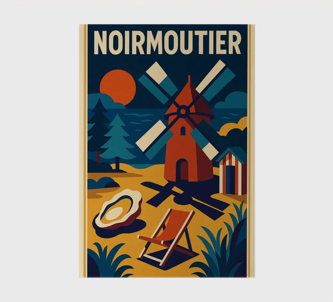 NOIRMOUTIER - Retro charm between mill and ocean notebook by JETLAG | affiches voyage