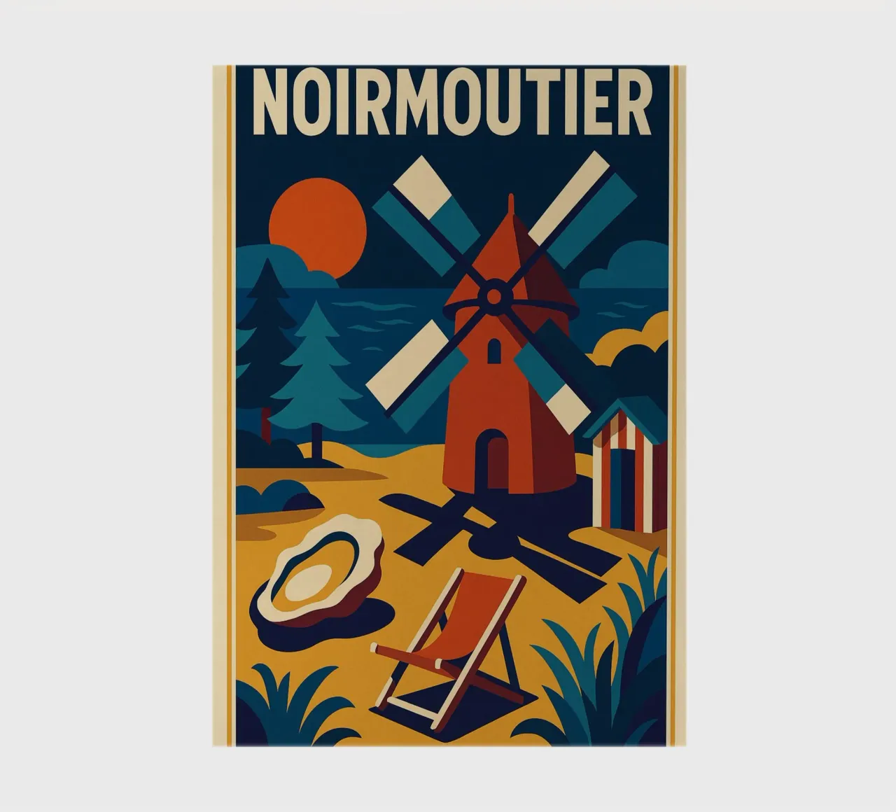 NOIRMOUTIER - Retro charm between mill and ocean notebook by JETLAG | affiches voyage