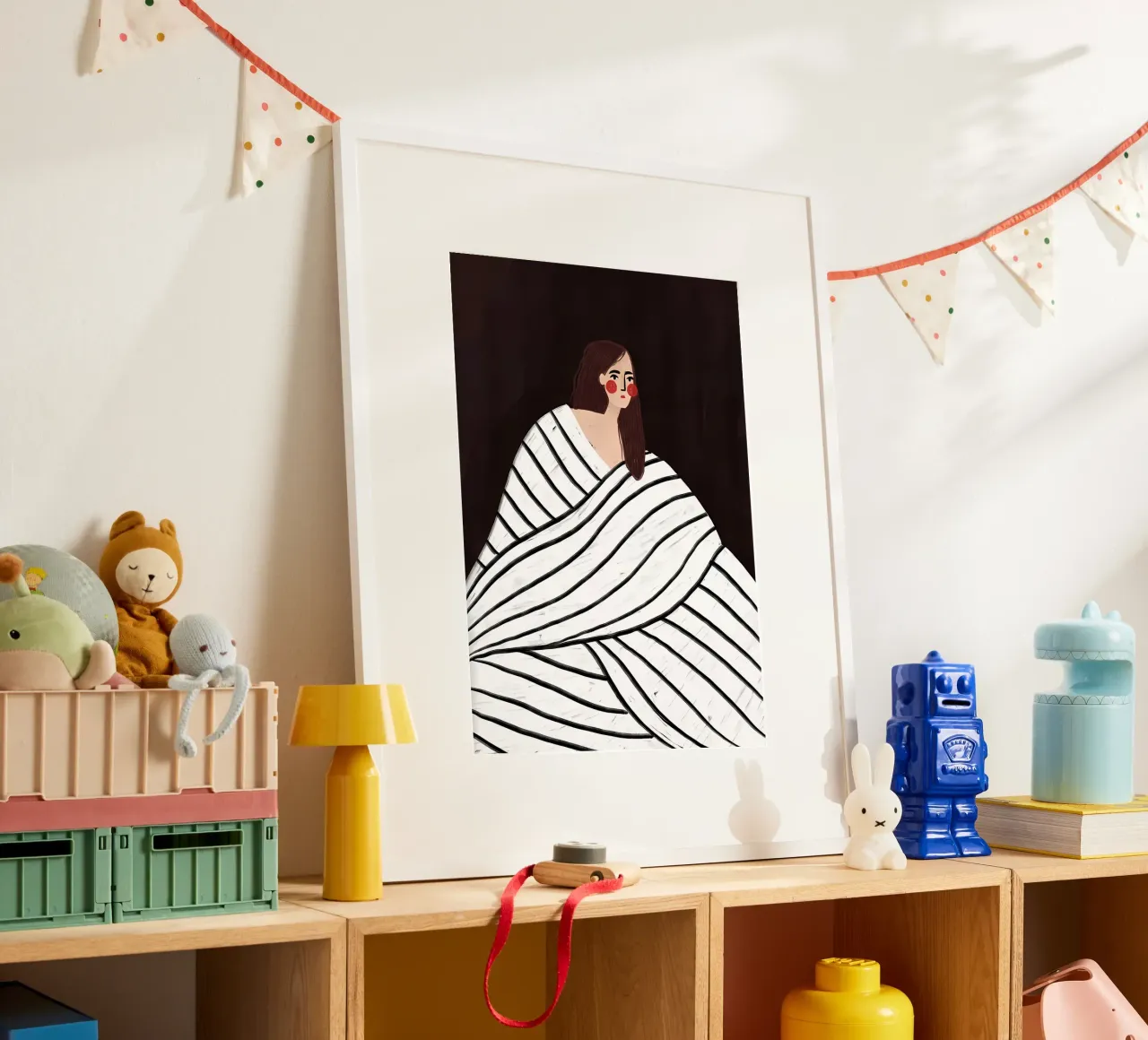 coperta donna a righe poster con telaio in alluminio da Louis Butler