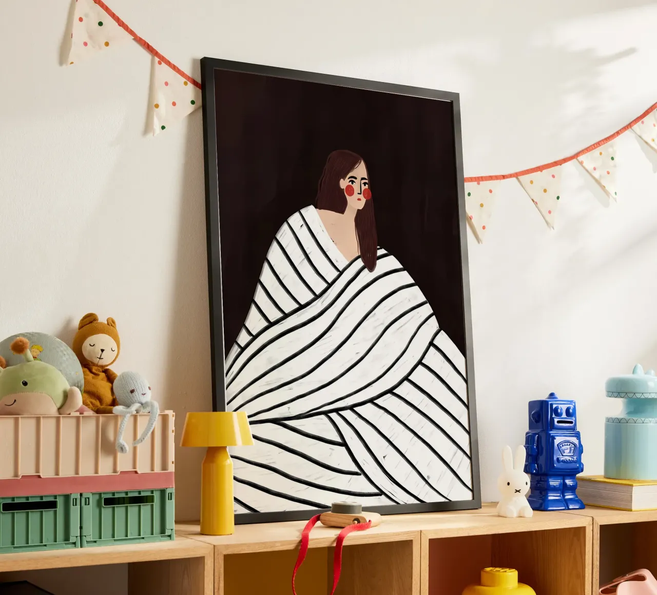 coperta donna a righe poster con telaio in alluminio da Louis Butler