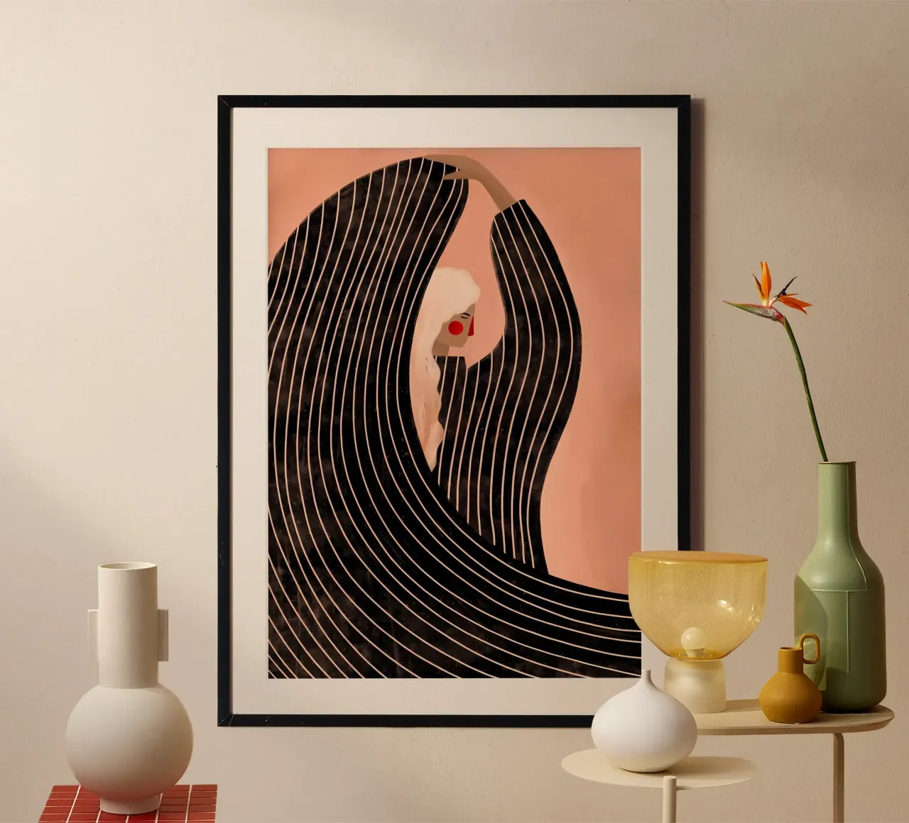 abito lungo a righe poster con telaio in alluminio da Louis Butler